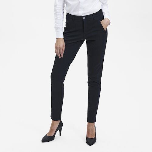 Buy Women Navy Solid Formal Slim Fit Trousers Online  681073  Van Heusen