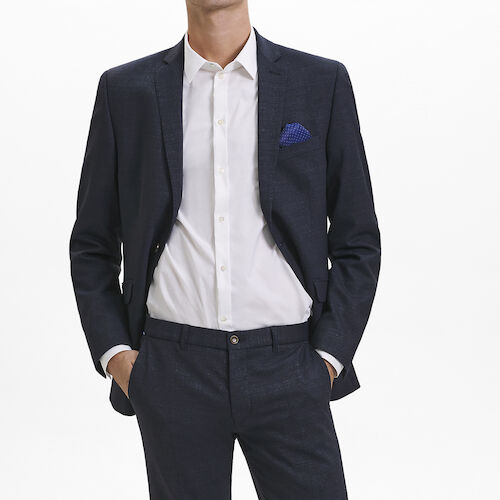 Uldblazer i Modern Fit - Navy