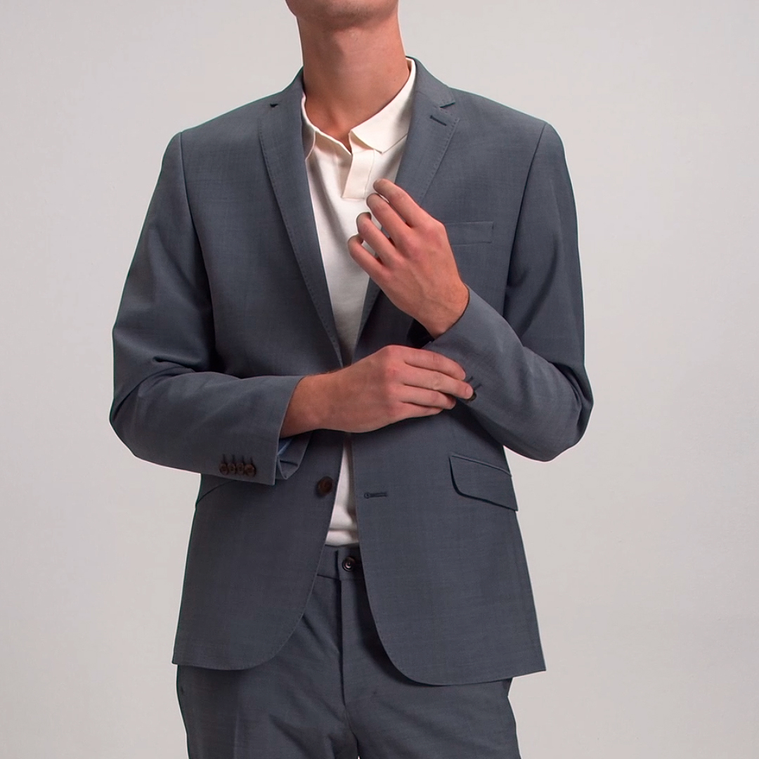 Wool Blazer in Modern Fit - Medium grey