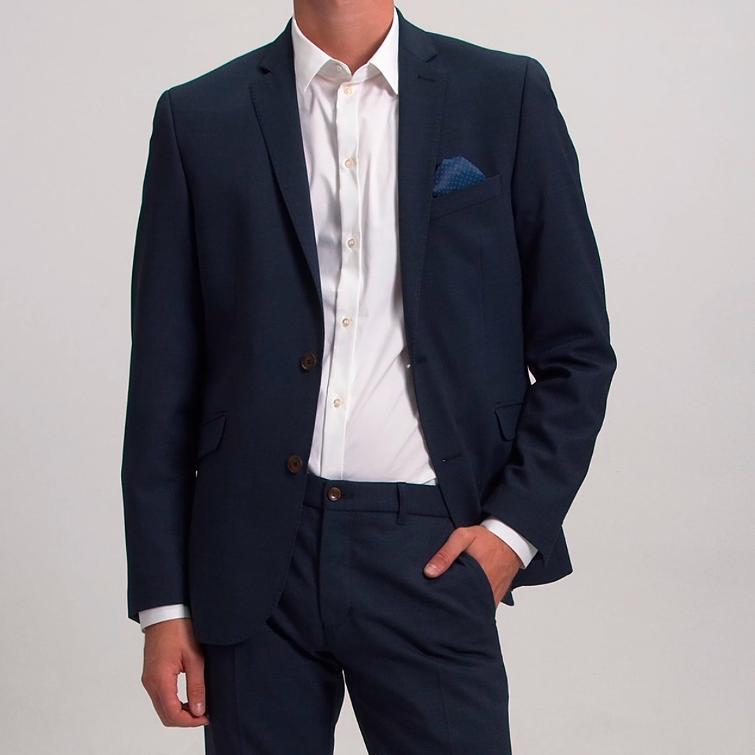 Uldblazer i Modern Fit - Navy