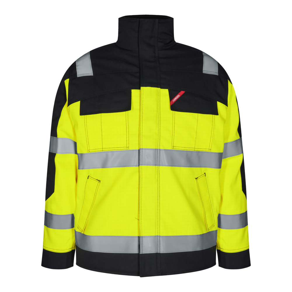 SAFETY+ EN ISO 20471 Multinorm Winterjacke – Gelb / Schwarz (Front)