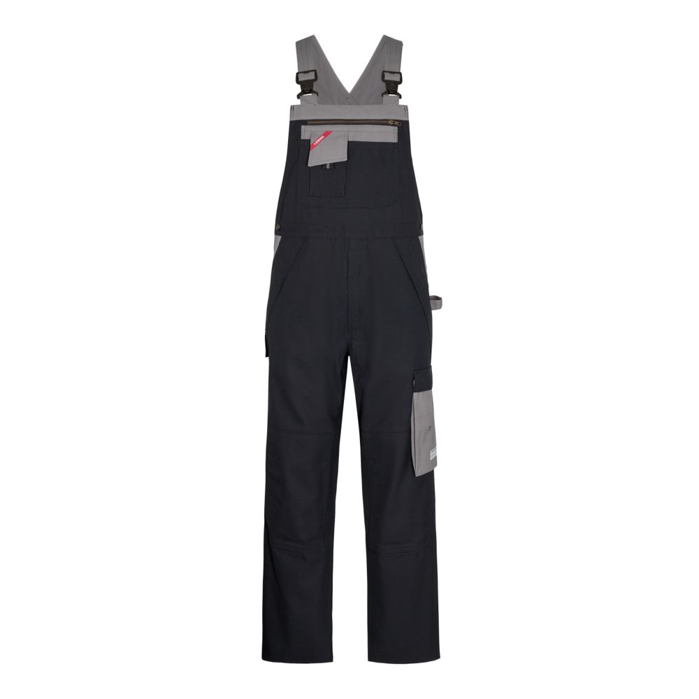 SAFETY+ Multinorm Latzhose – Schwarz / Grau (Front)