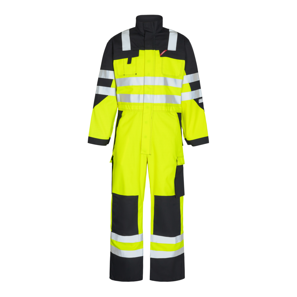 SAFETY+ EN ISO 20471 Multinorm Overall – Gelb / Schwarz (Front)