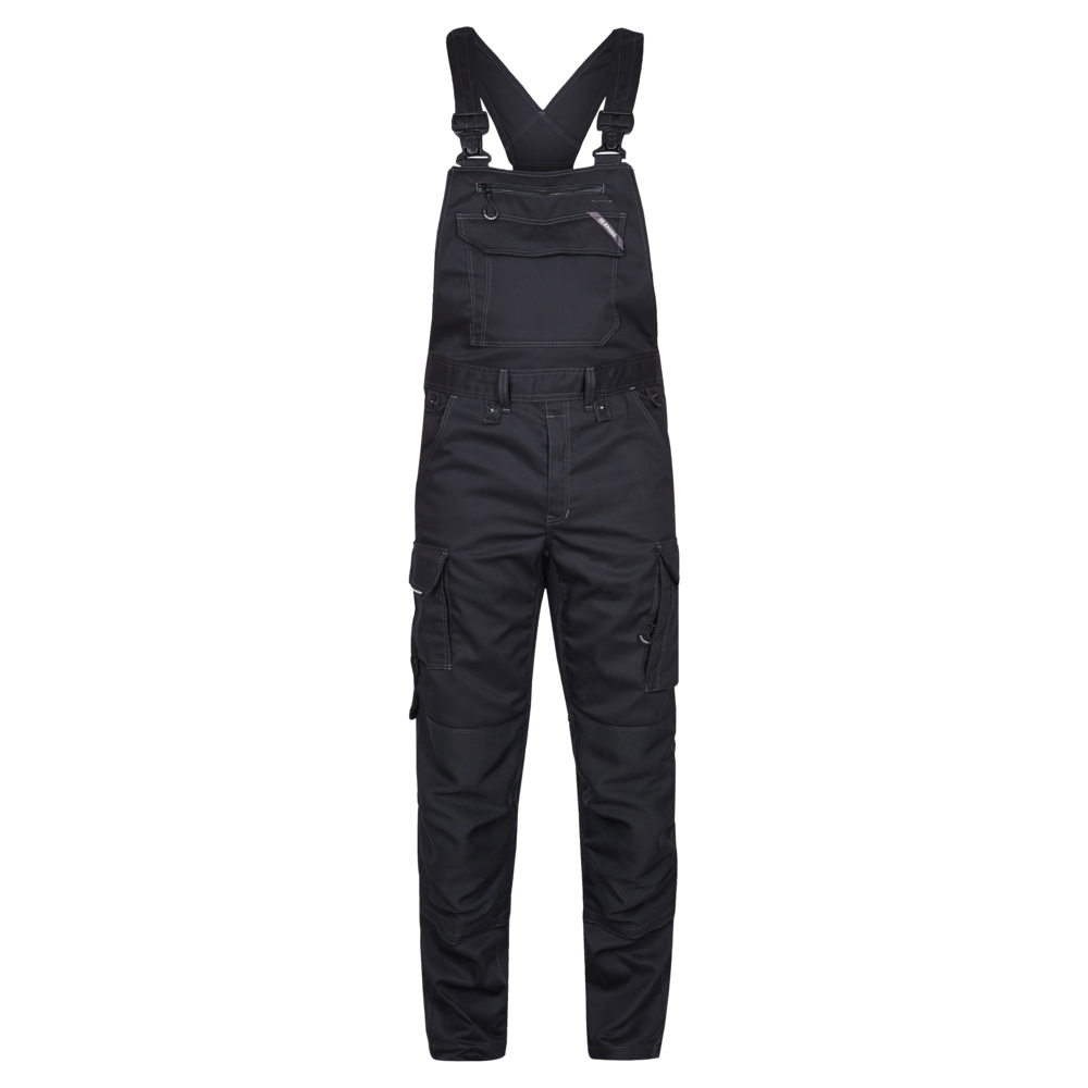 X-TREME Latzhose aus Stretch – Schwarz (Front)