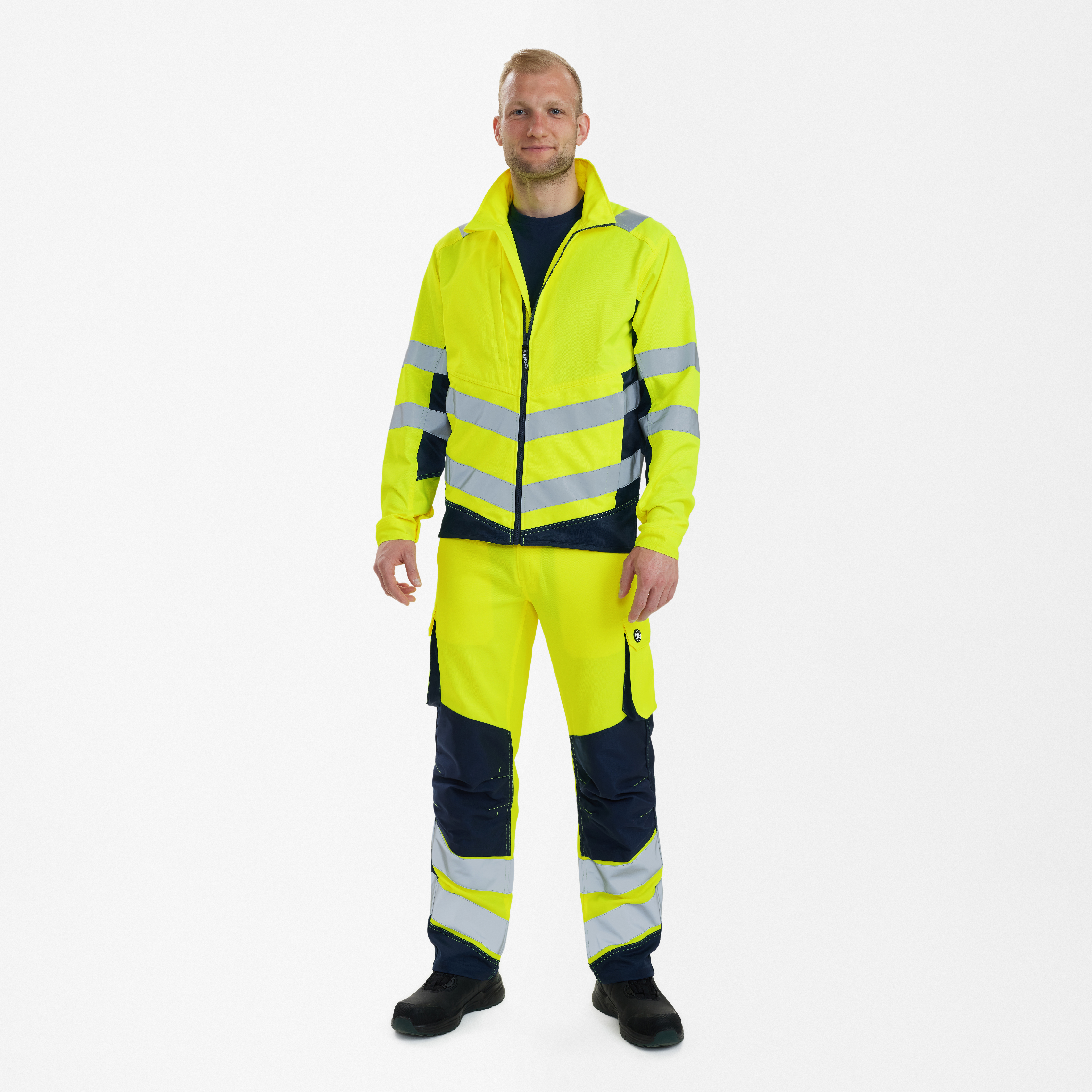 Engel Workwear Safety Light arbejdsjakke - Gul/Blue Ink [38165] / XS