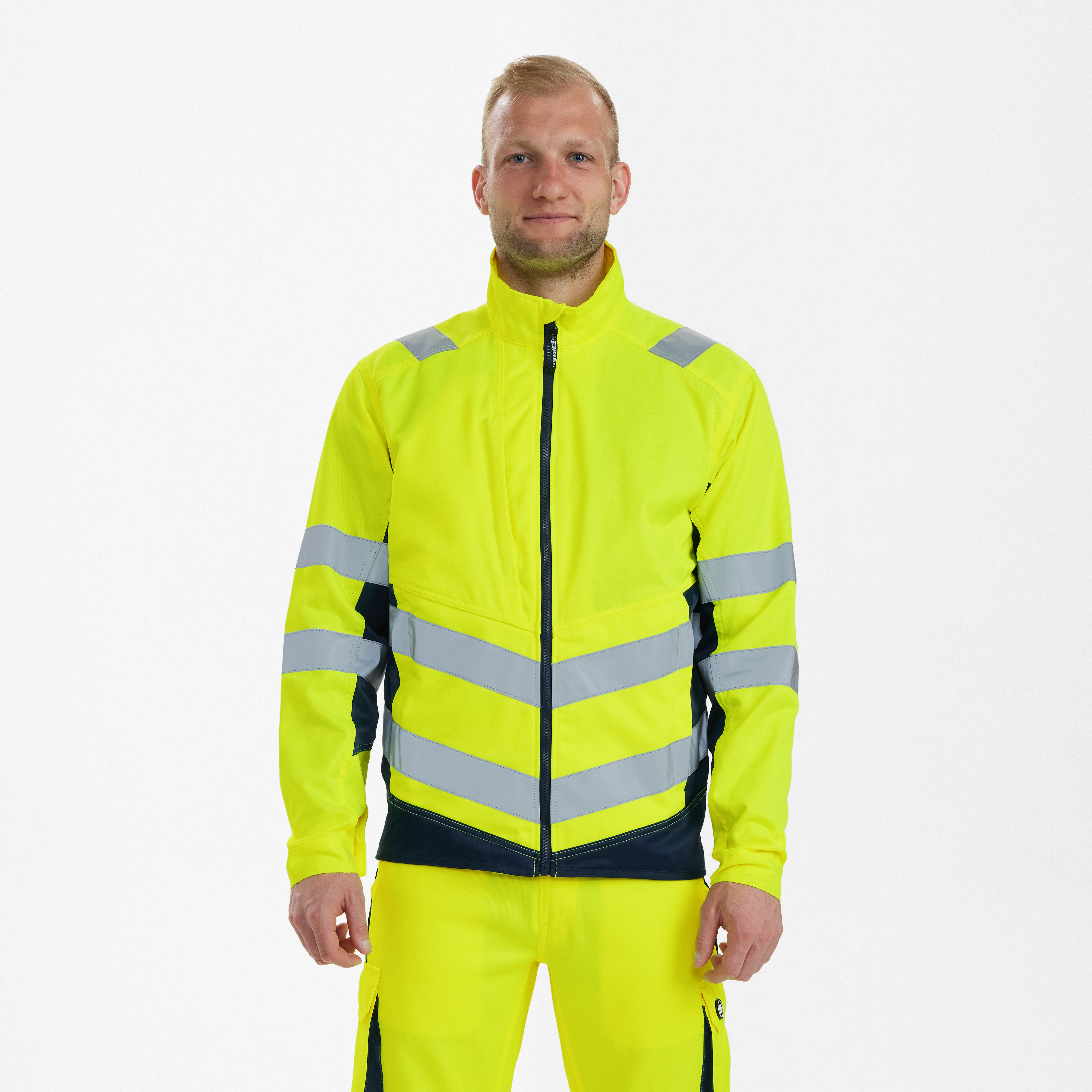 Engel Workwear Safety Light arbejdsjakke - Gul/Blue Ink [38165] / XS