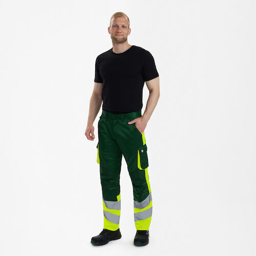 Safety Light Work Trousers - Green / Hi-vis Yellow, Engel | Engel Workwear