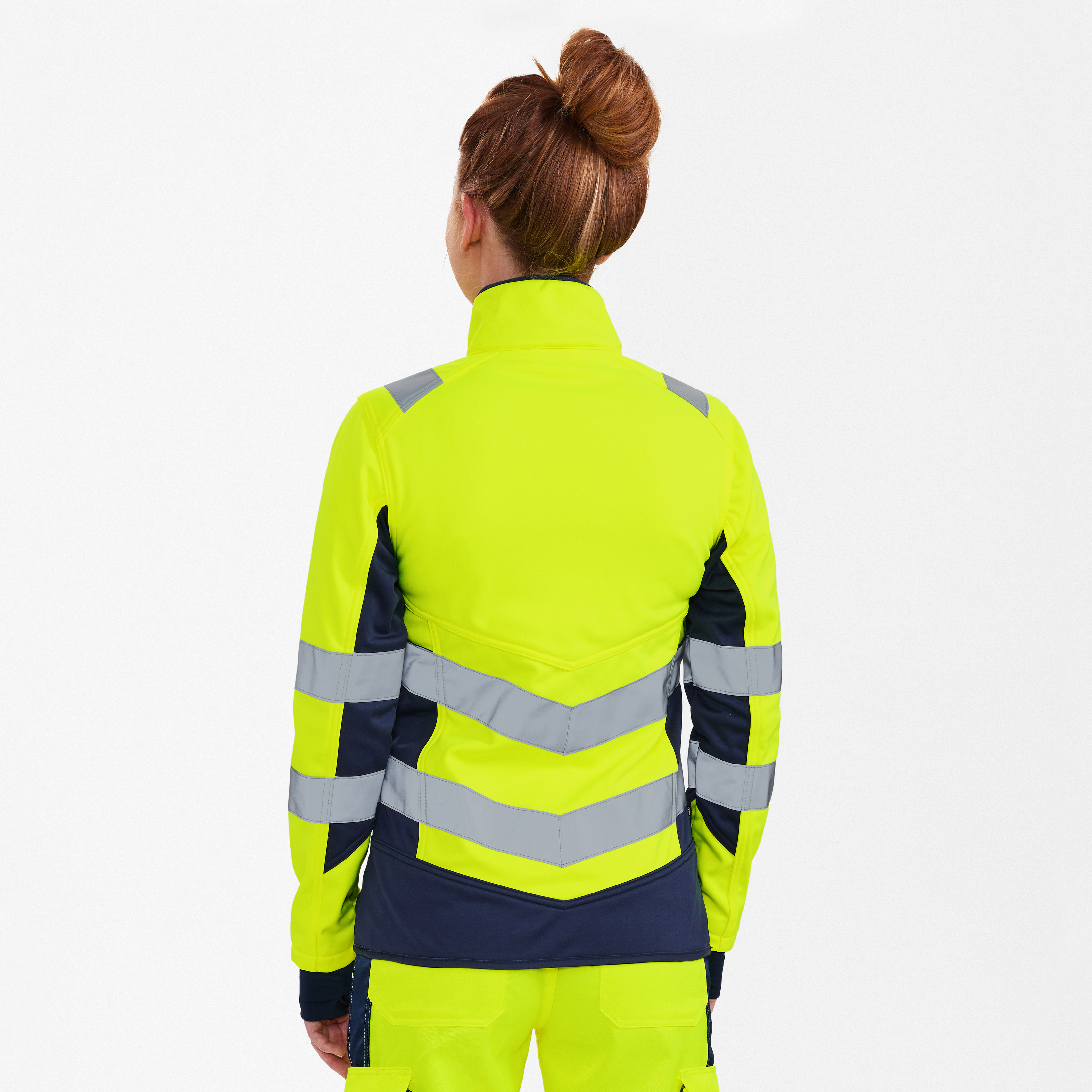 Engel Workwear Safety dame softshelljakke - Gul/Blue Ink [38165] / XS