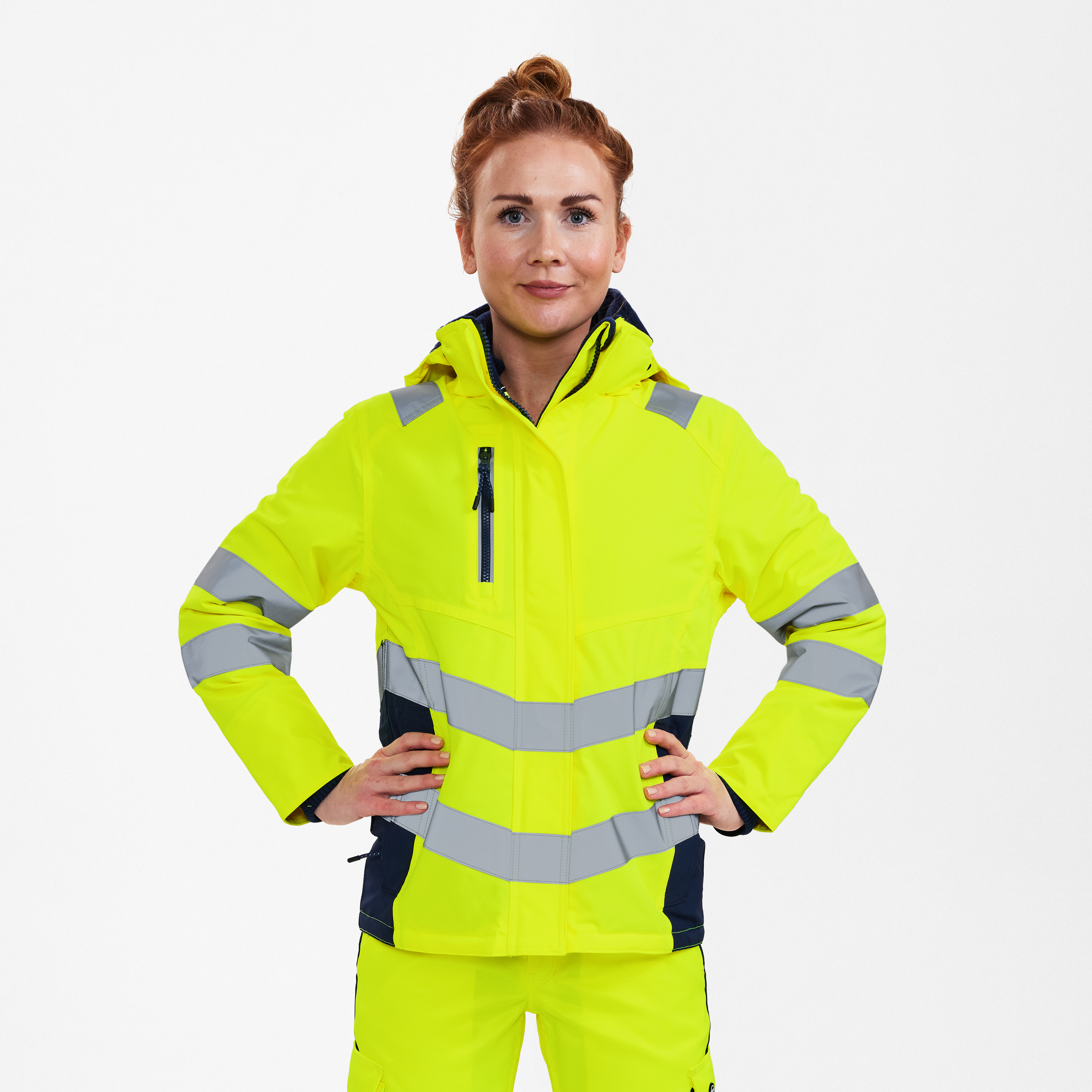 Engel Workwear Safety dame vinterjakke - Gul/Blue Ink [38165] / XS