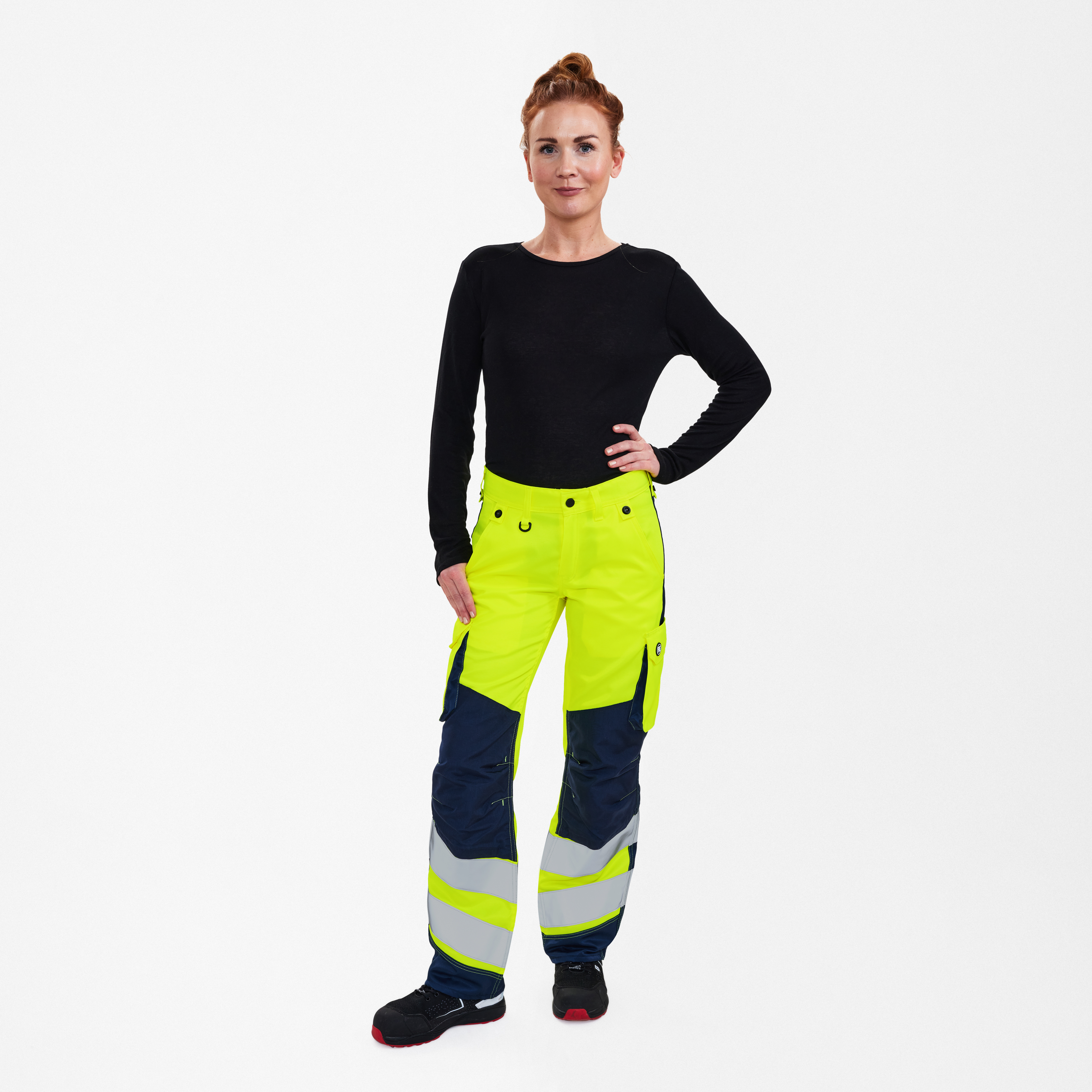 Engel Workwear Safety Light damebukser - Gul/Blue Ink [38165] / 34