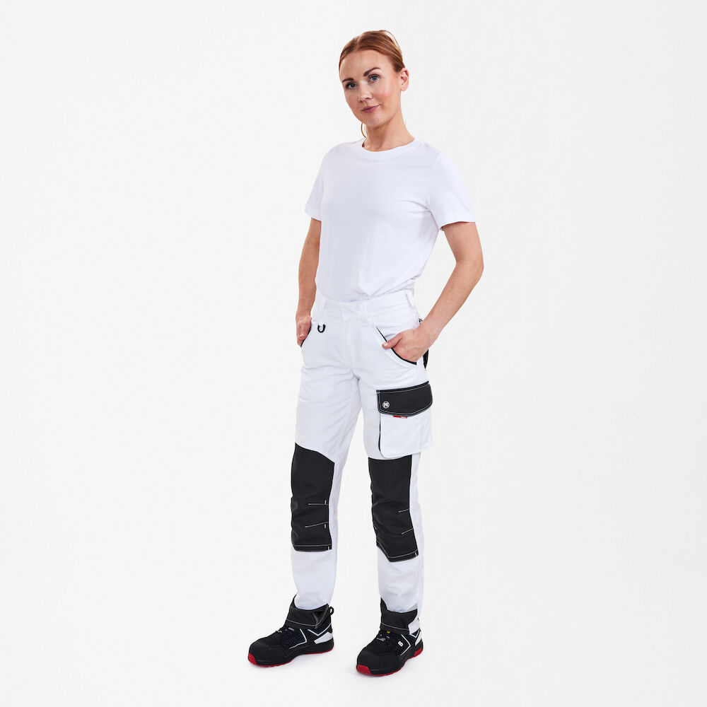 GALAXY Damen Arbeitshose – Weiß / Anthrazit Grau (Am Modell)