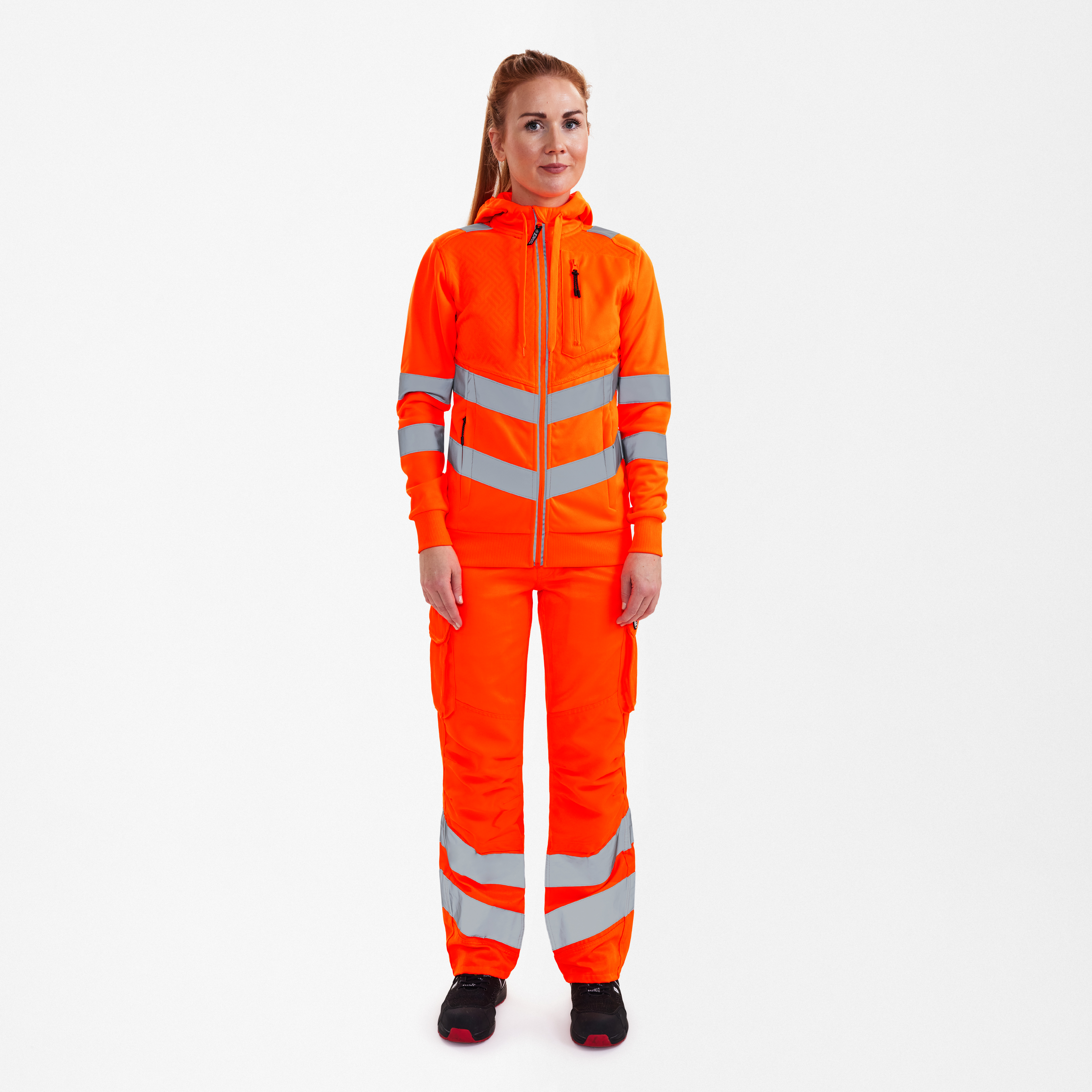 Engel Workwear Safety dame sweat cardigan - Hi-vis Orange [10] / XS