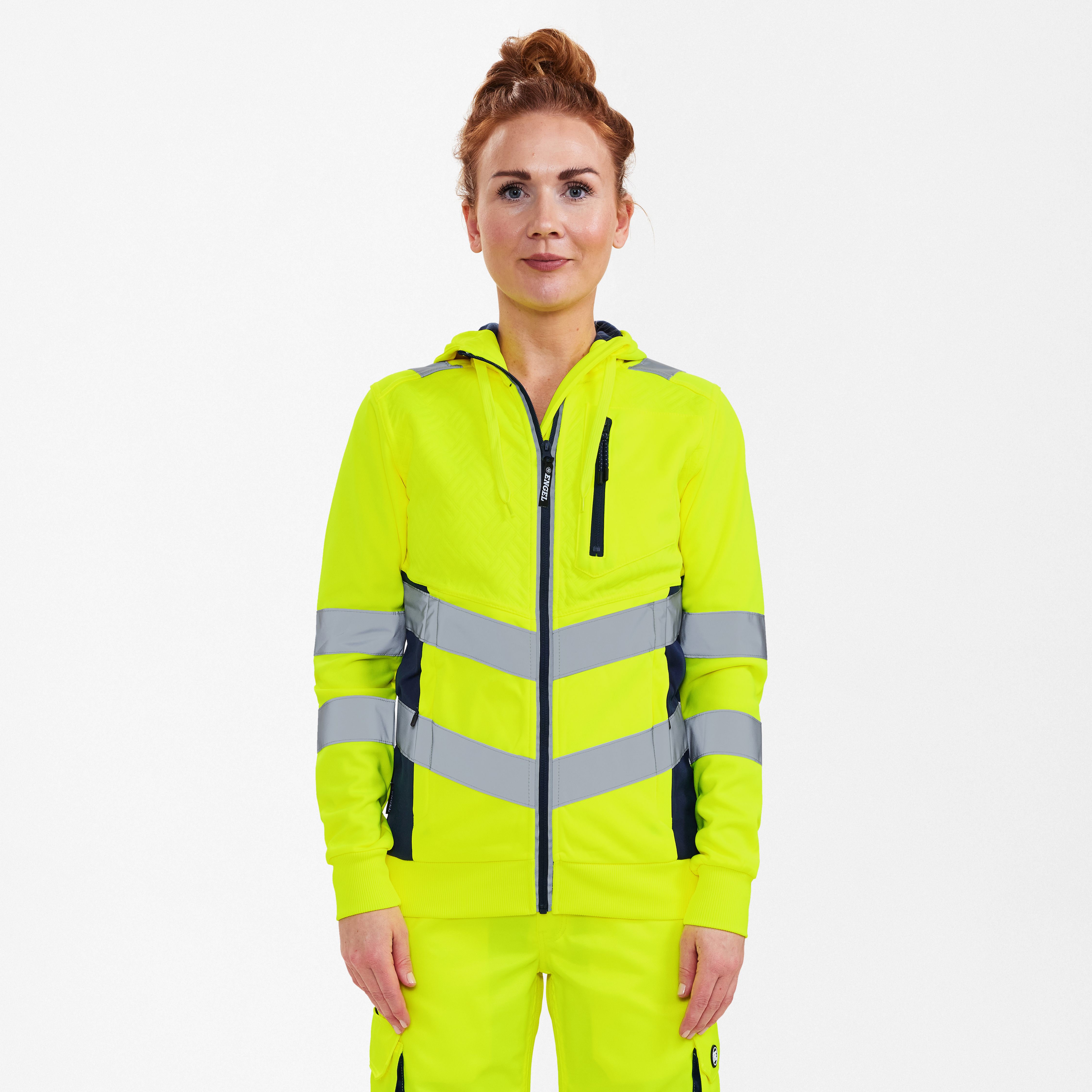 Engel Workwear Safety dame sweat cardigan - Gul/Blue Ink [38165] / XS
