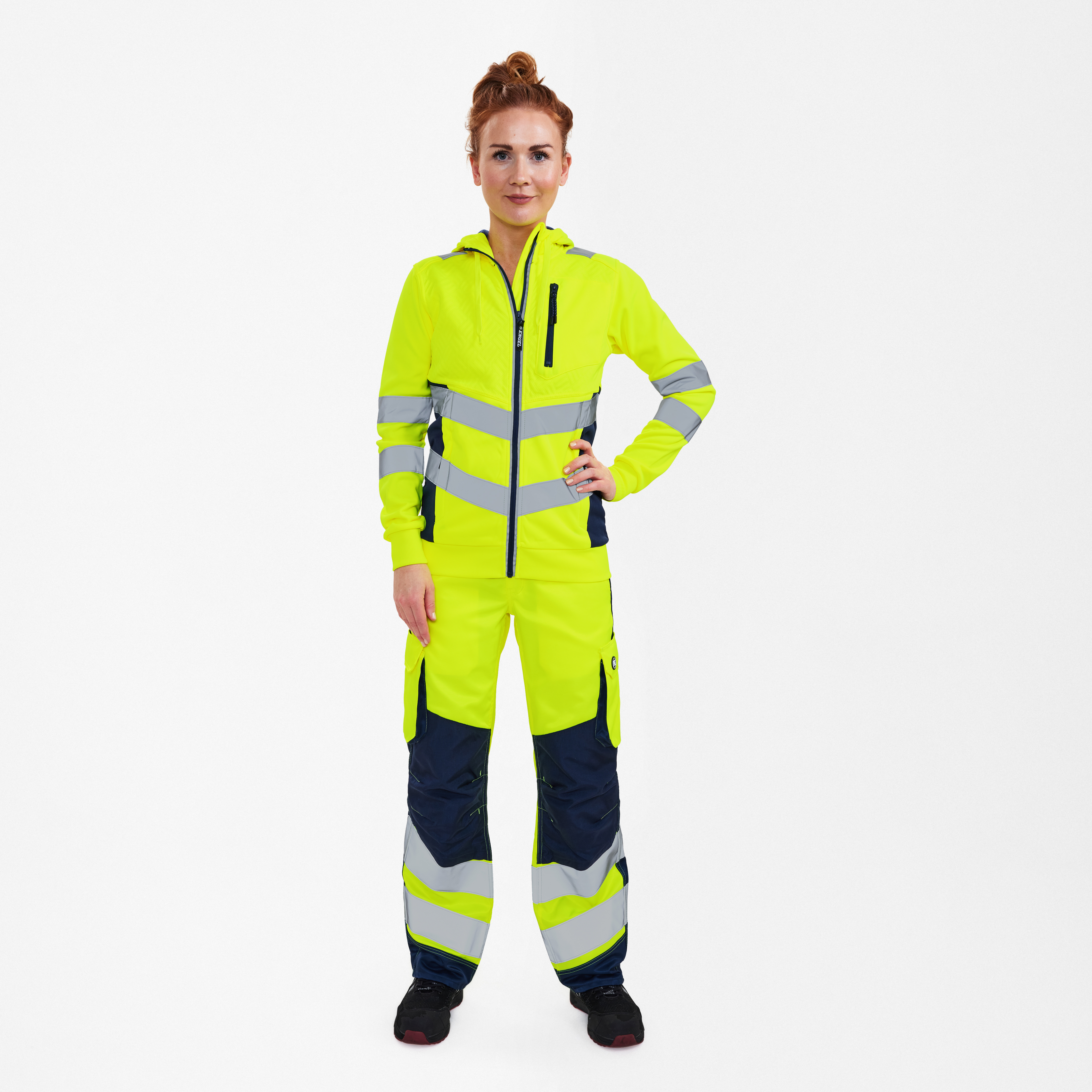 Engel Workwear Safety dame sweat cardigan - Gul/Blue Ink [38165] / XS