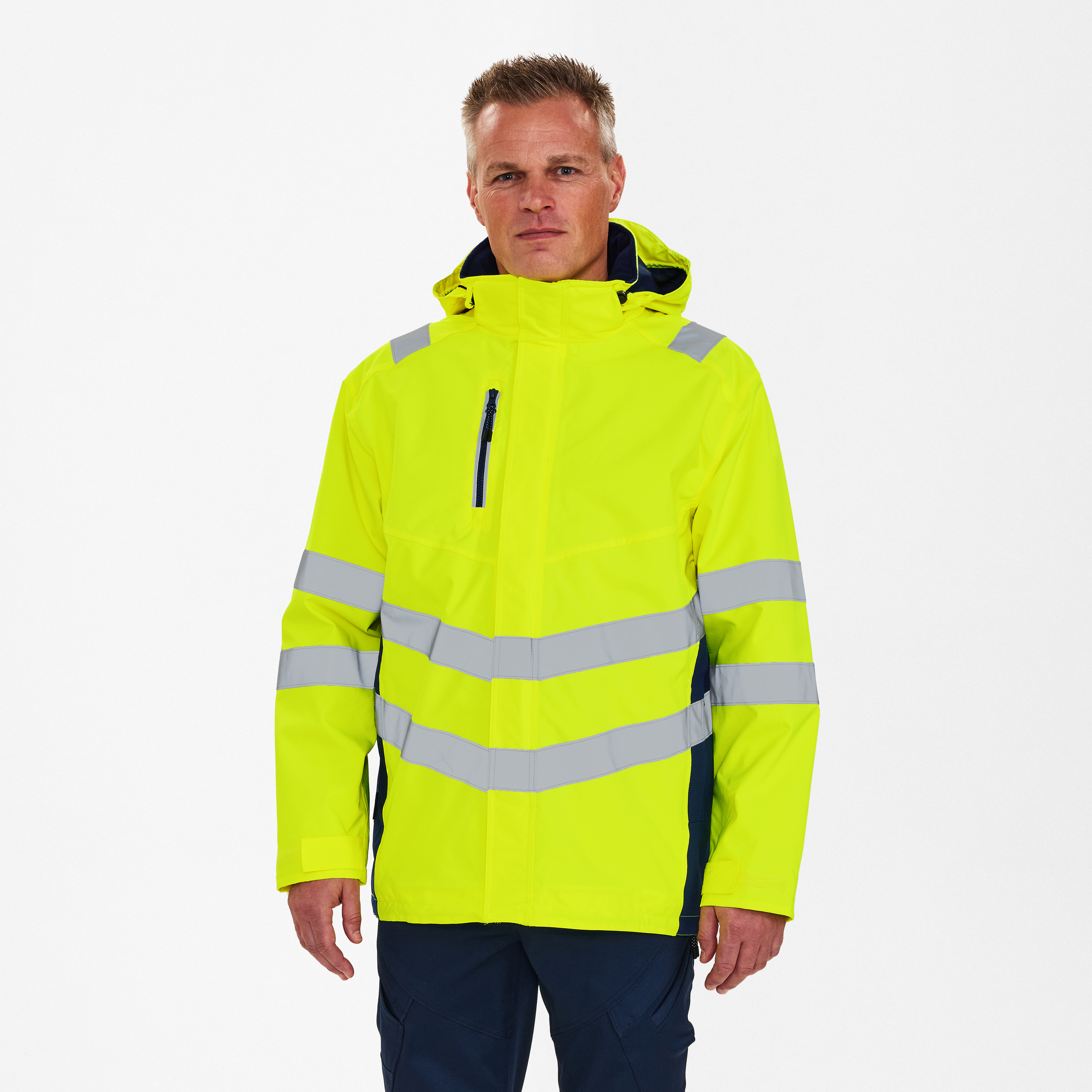 Engel Workwear Safety parka skaljakke - Gul/Blue Ink [38165] / XS