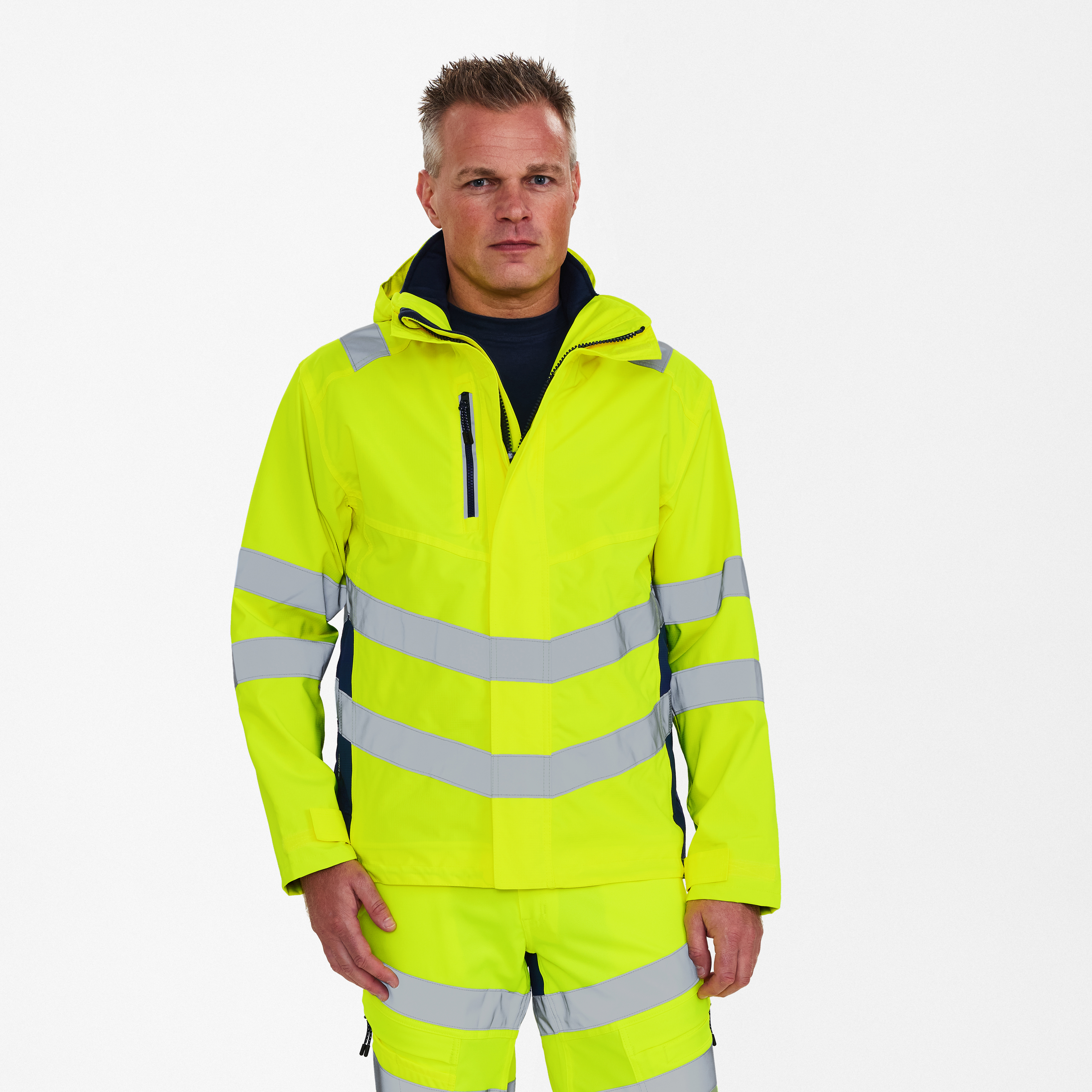 Engel Workwear Safety skaljakke - Gul/Blue Ink [38165] / XS