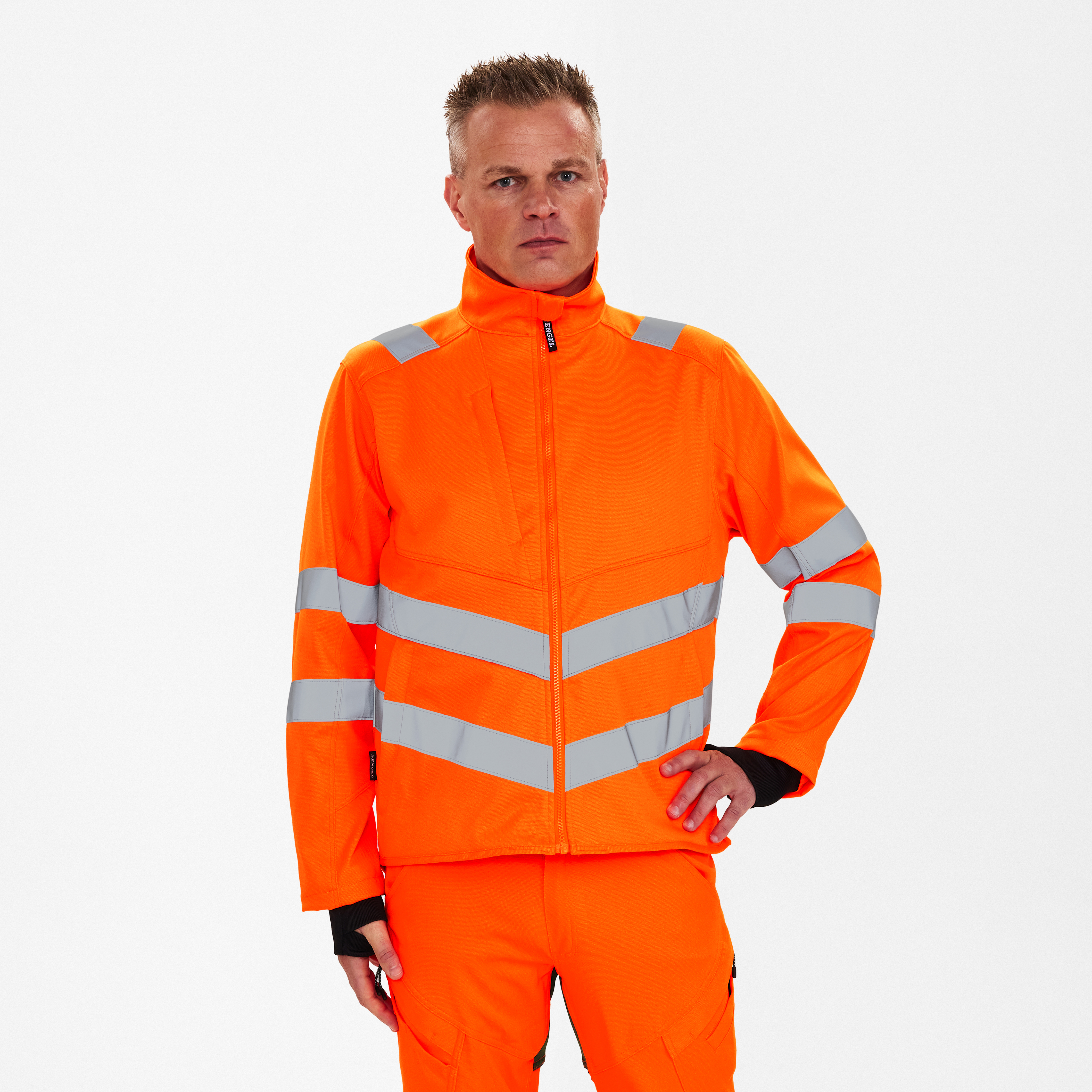 Engel Workwear Safety arbejdsjakke med 2-vejs stræk - Hi-vis Orange [10] / XS