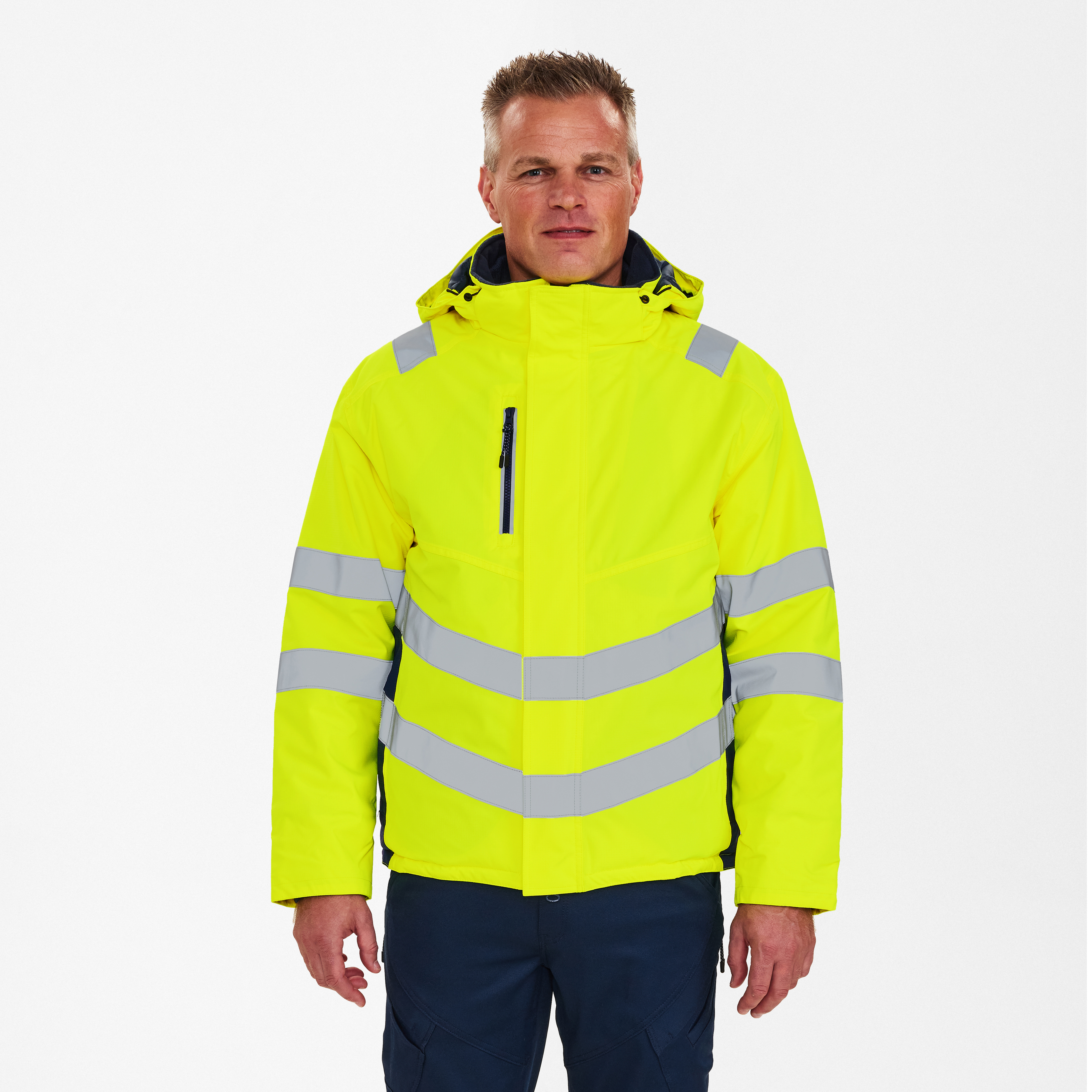 Engel Workwear Safety vinterjakke - Gul/Blue Ink [38165] / XS