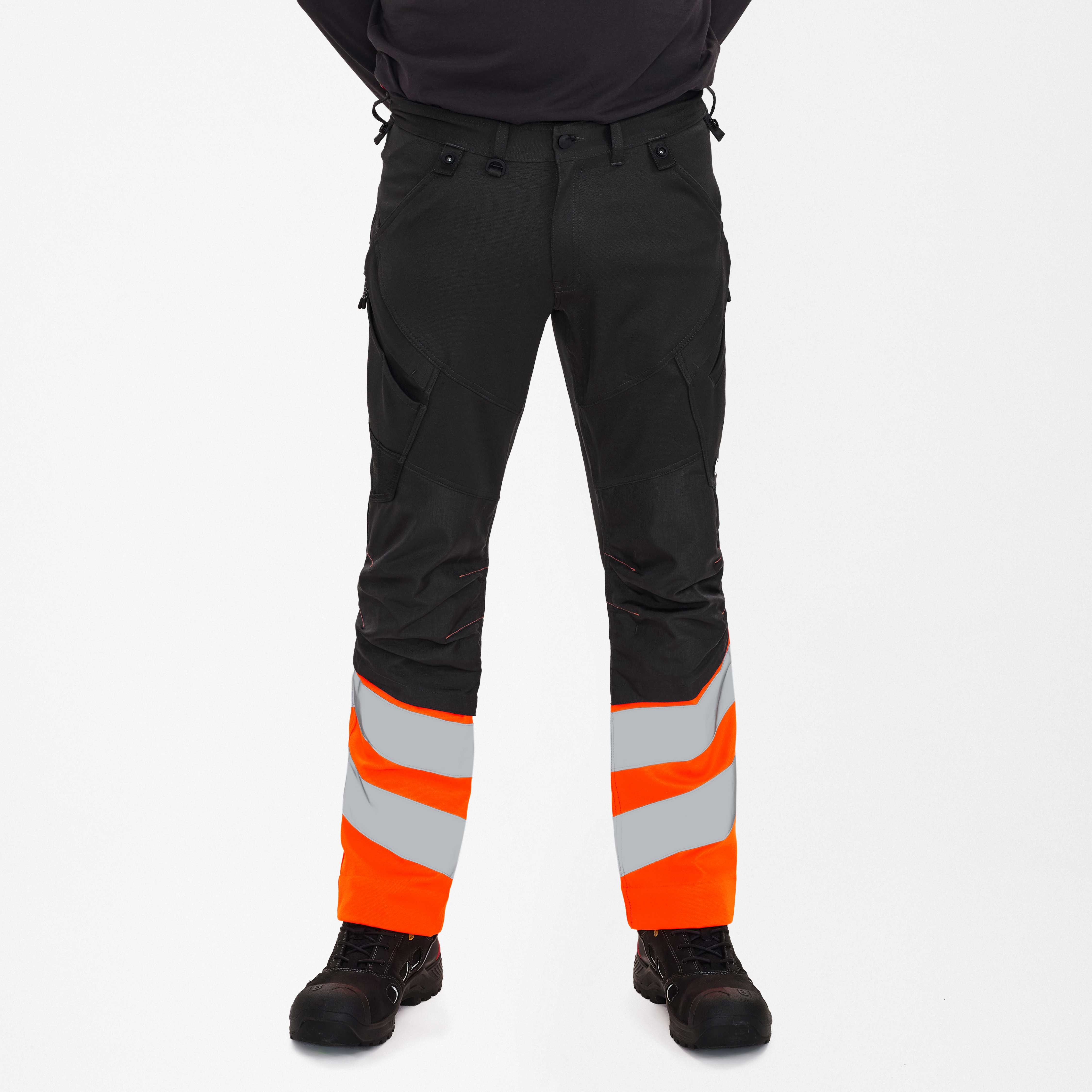 Engel Workwear Safety arbejdsbukser med 2-vejs stræk - Antrazitgrå/Orange [7910] / K80