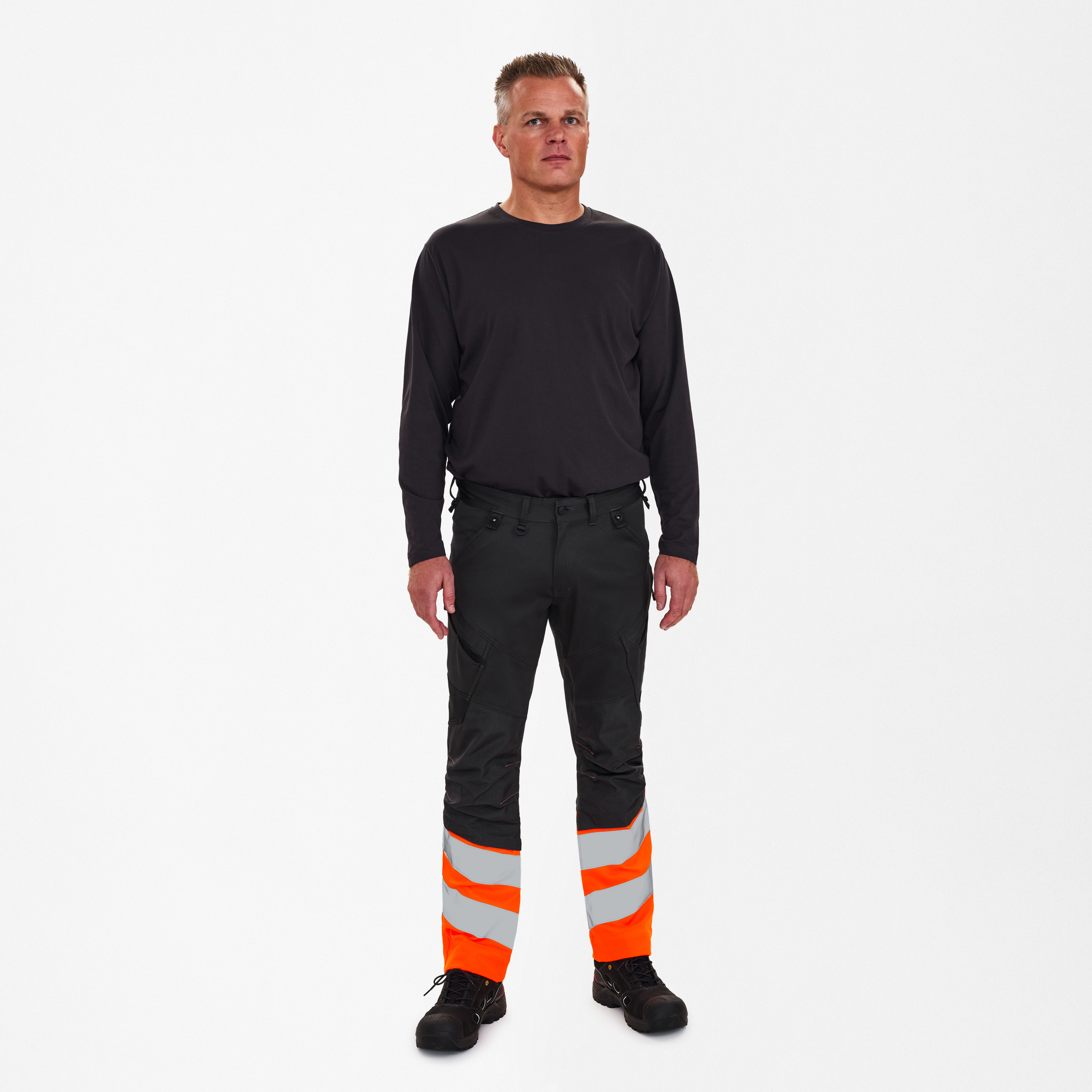 Engel Workwear Safety arbejdsbukser med 2-vejs stræk - Antrazitgrå/Orange [7910] / K80