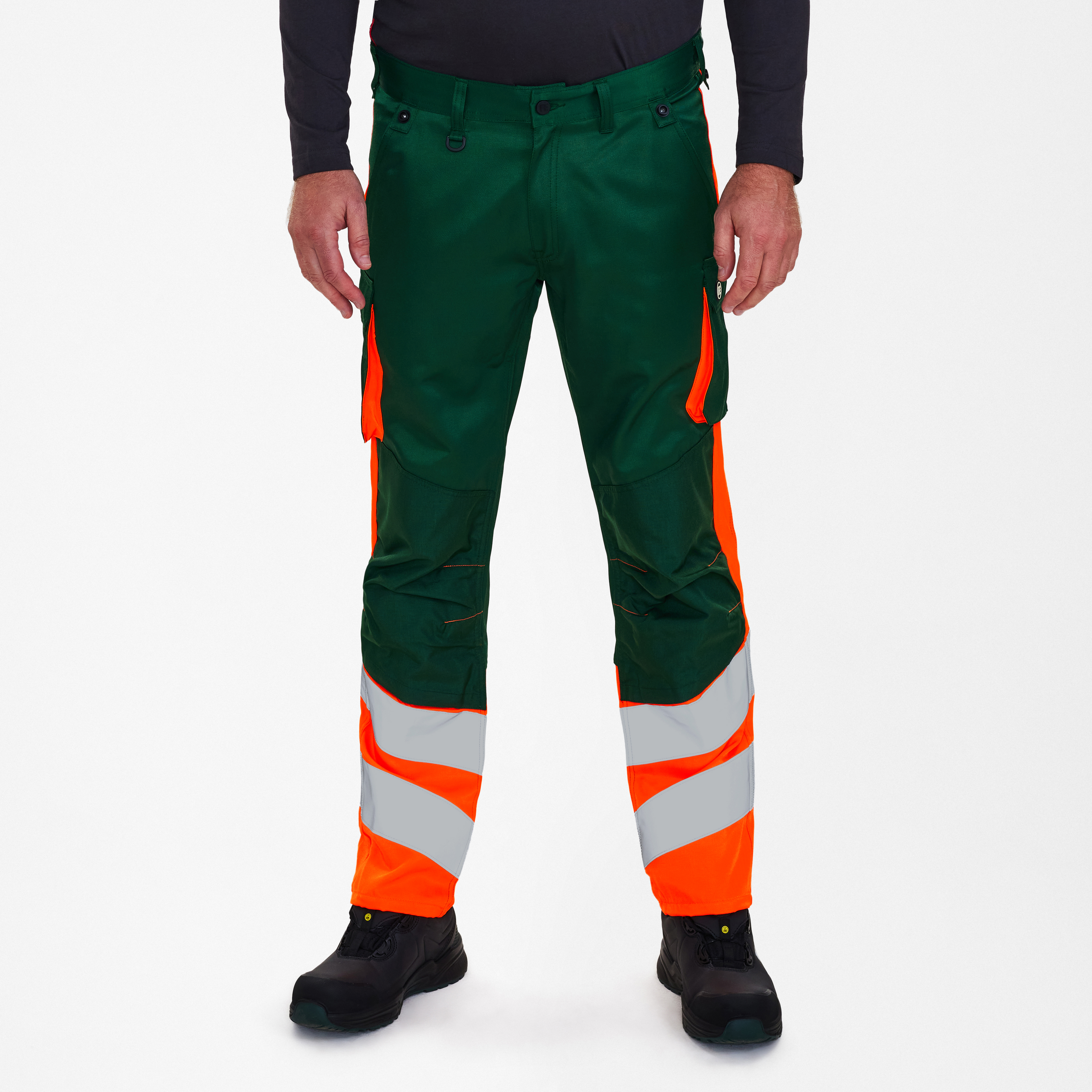 Engel Workwear Safety Light arbejdsbukser - Grøn/Orange [110] / K80