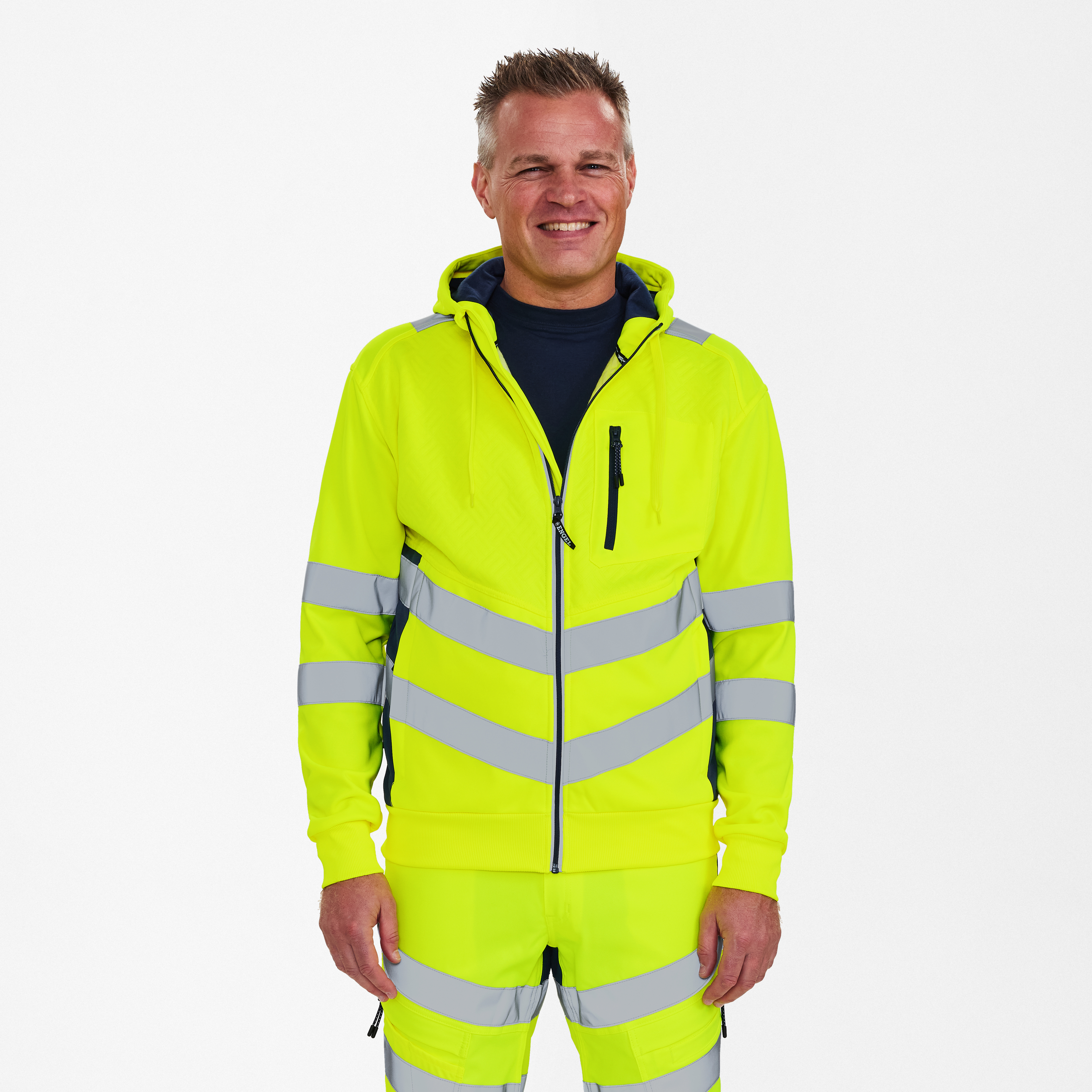 Engel Workwear Safety sweat cardigan - Gul/Blue Ink [38165] / XS