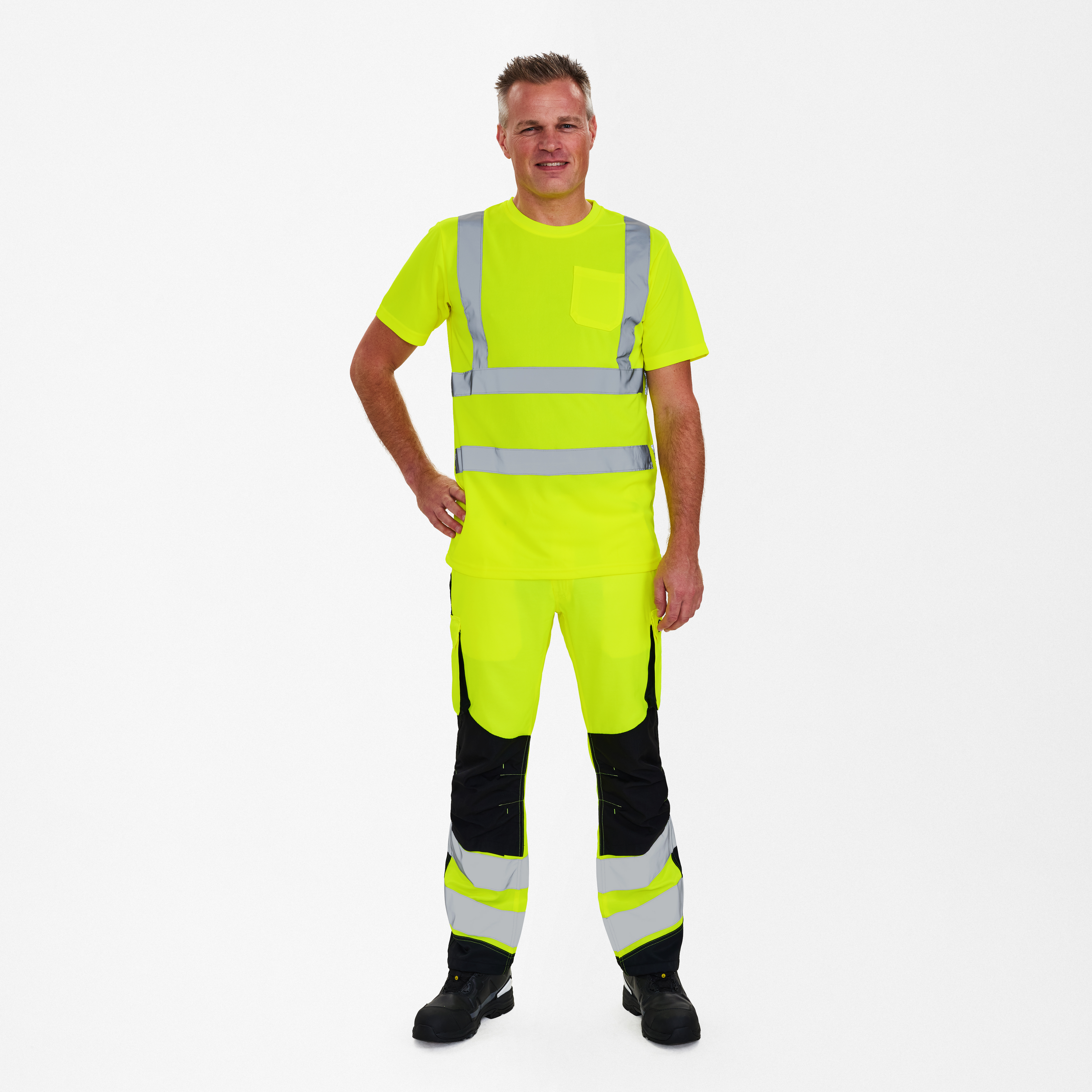 Engel Workwear Safety T-shirt med brystlomme - Gul [38] / XS