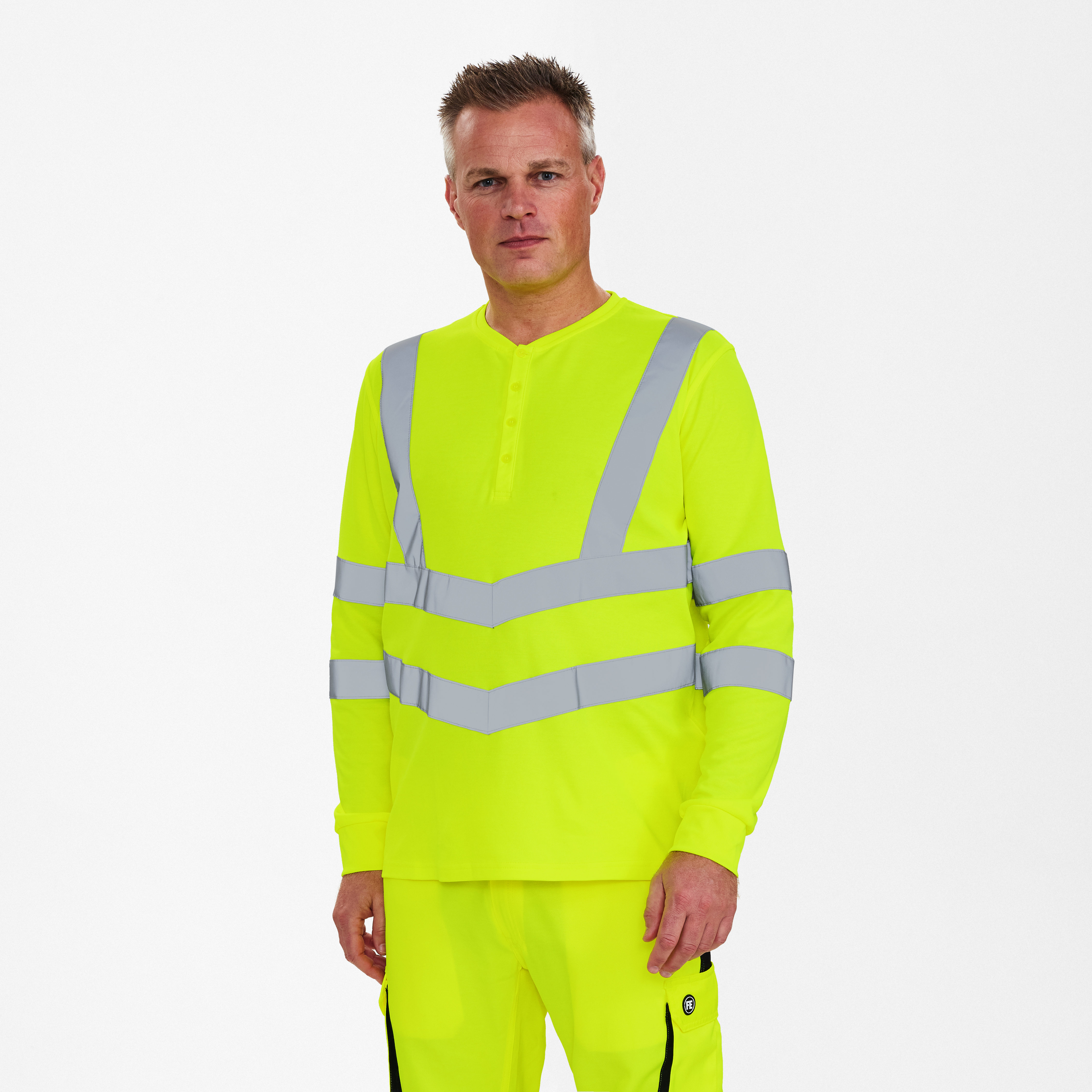 Engel Workwear Safety Grandad langærmet T-shirt - Gul [38] / XS