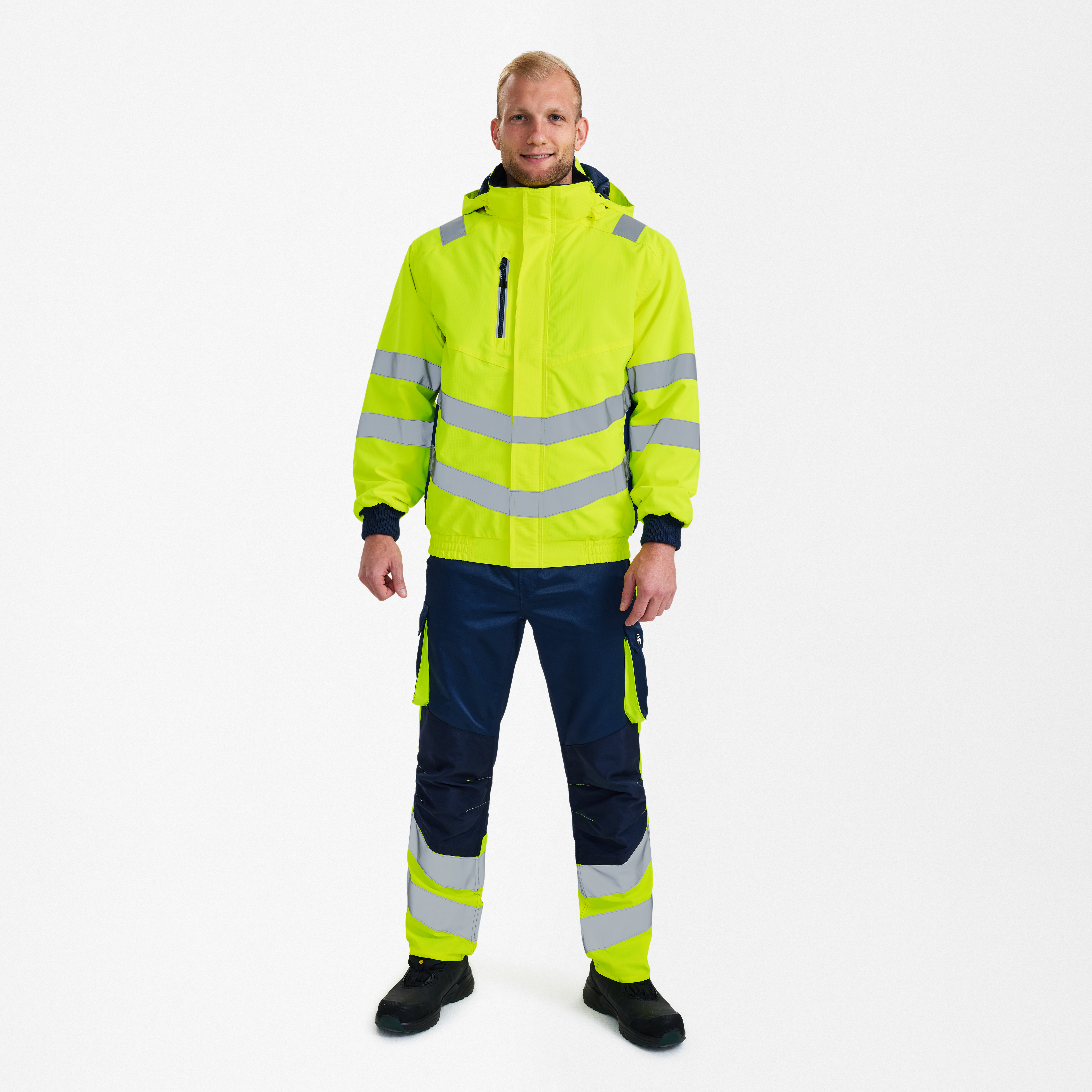 Engel Workwear Safety pilotjakke - Gul/Blue Ink [38165] / XS