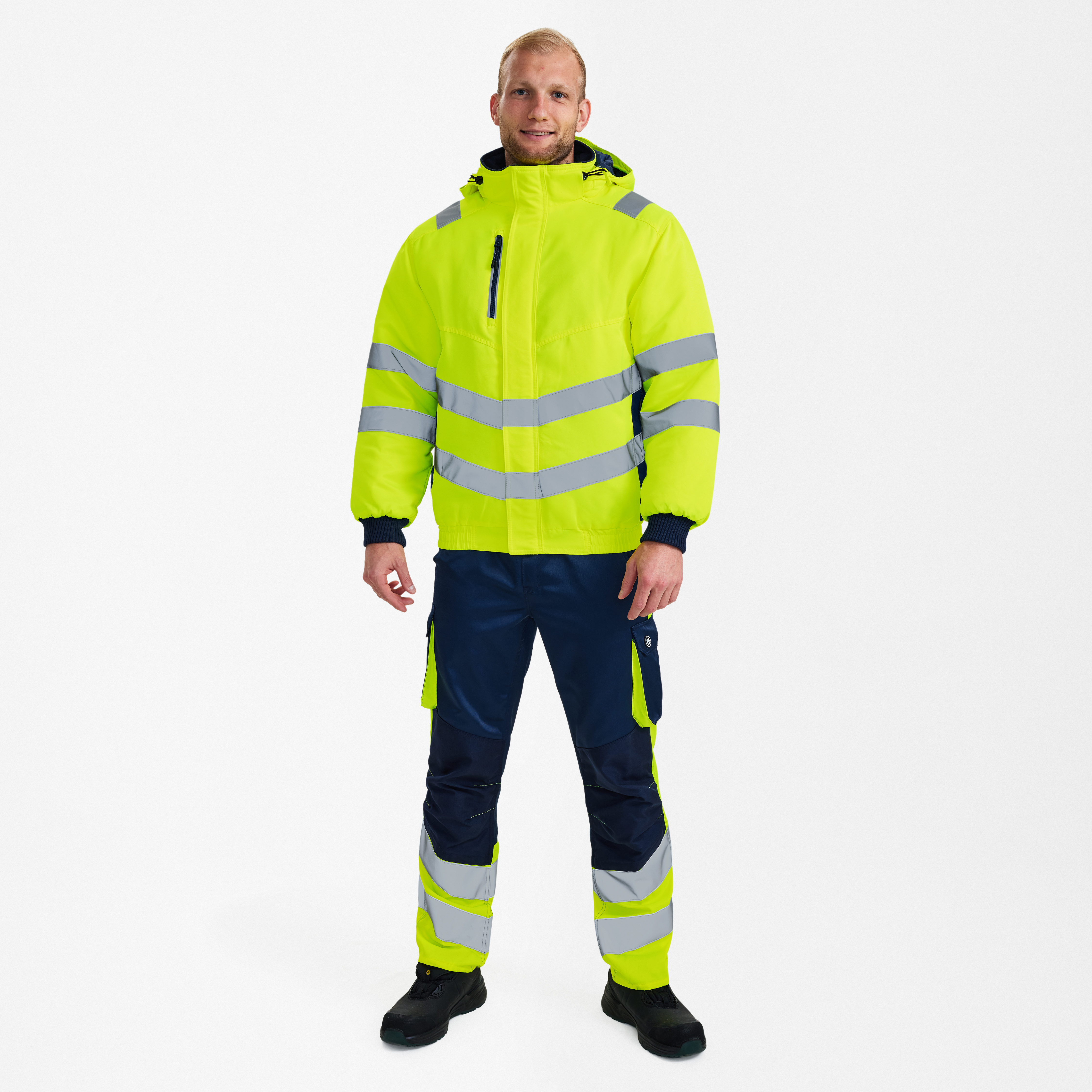 Engel Workwear Safety pilotjakke - Gul/Blue Ink [38165] / XS