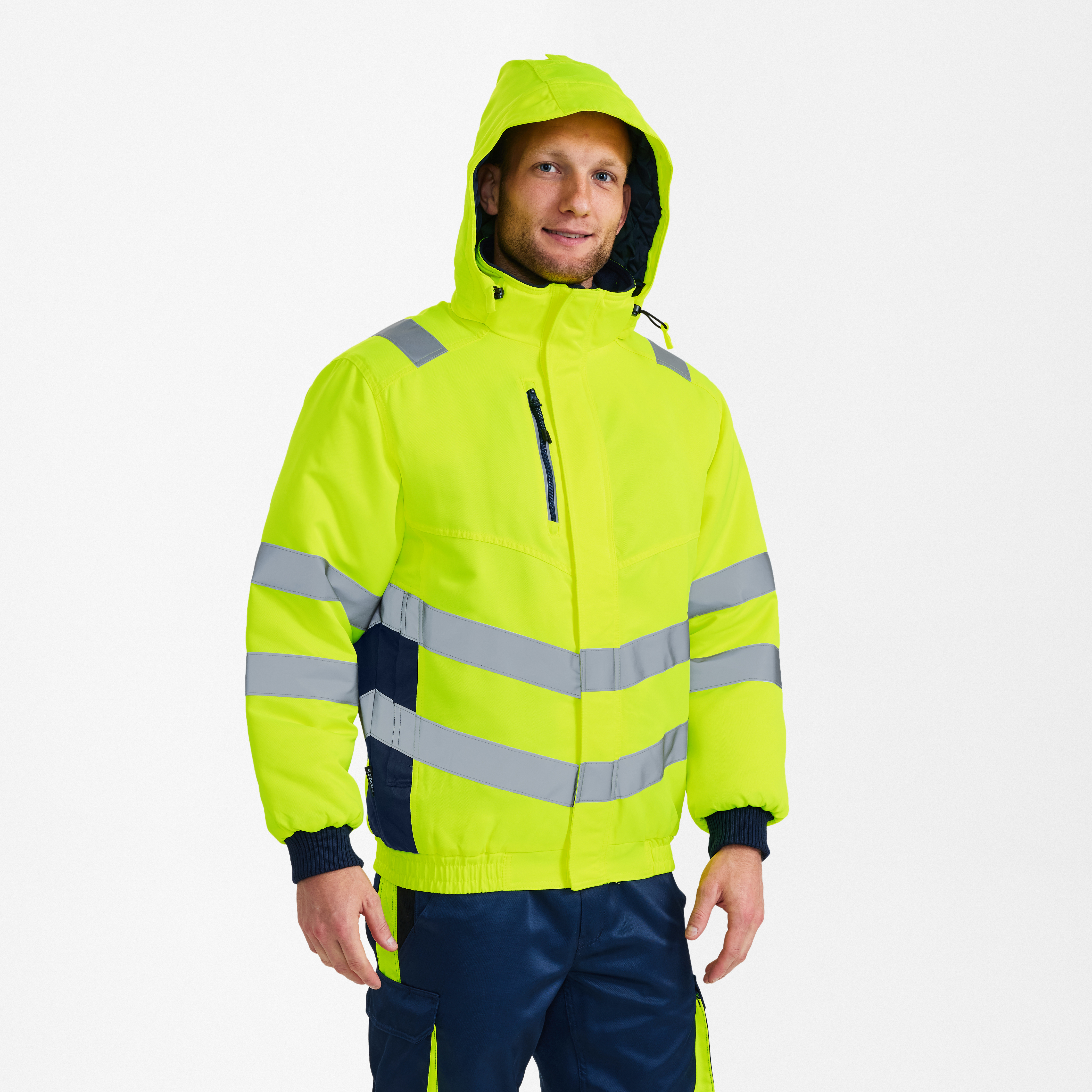 Engel Workwear Safety pilotjakke - Gul/Blue Ink [38165] / XS
