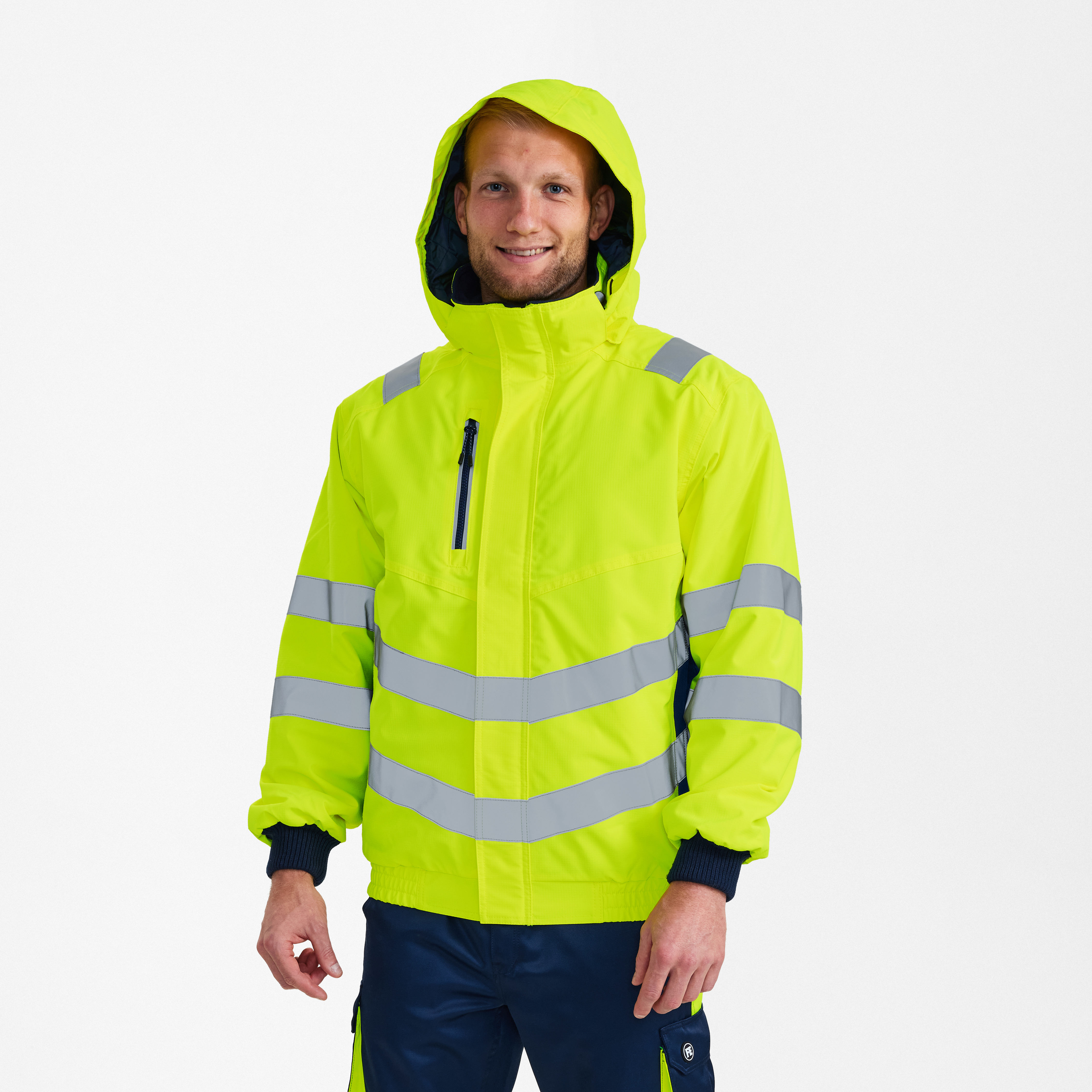 Engel Workwear Safety pilotjakke - Gul/Blue Ink [38165] / XS