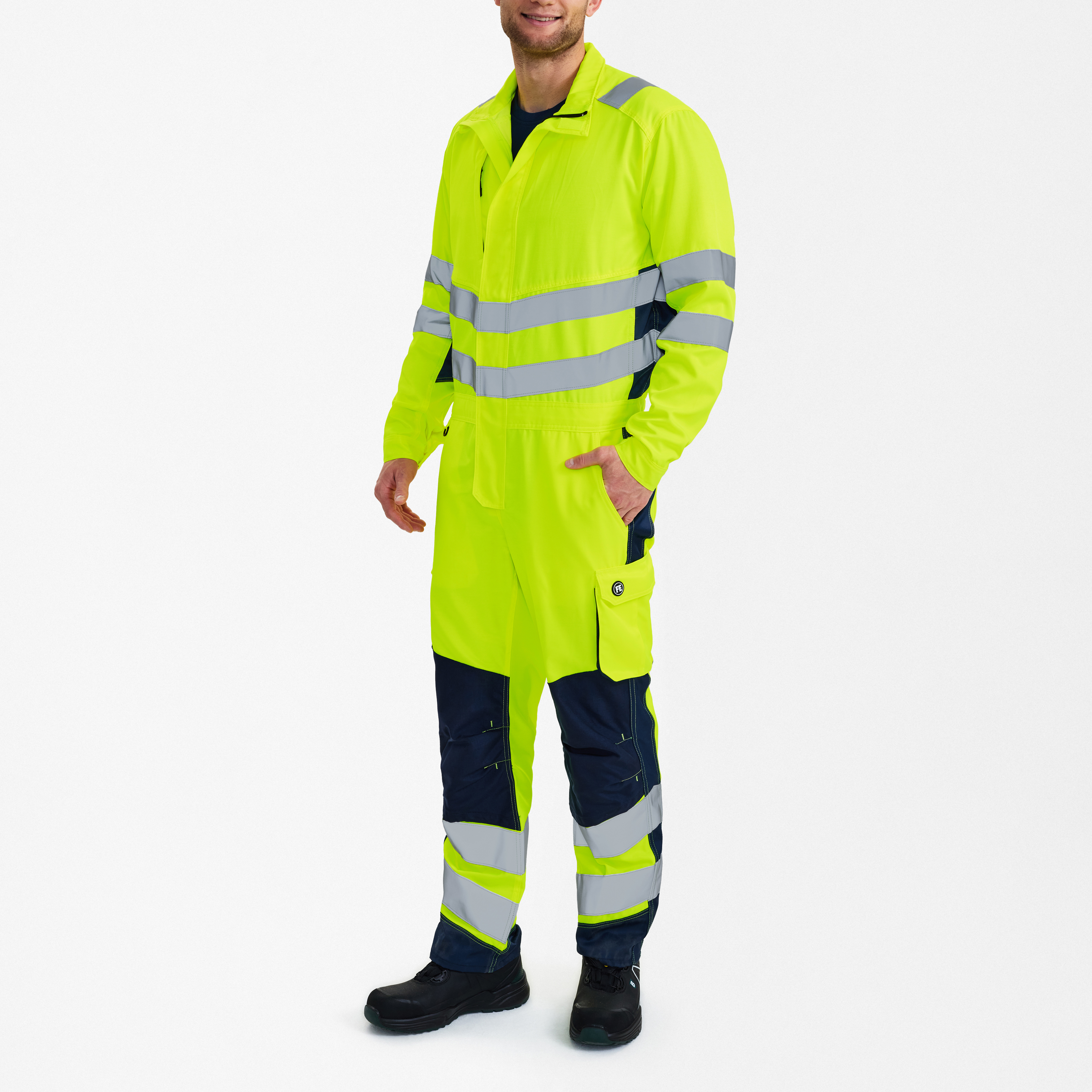 Engel Workwear Safety Light kedeldragt - Gul/Blue Ink [38165] / XS
