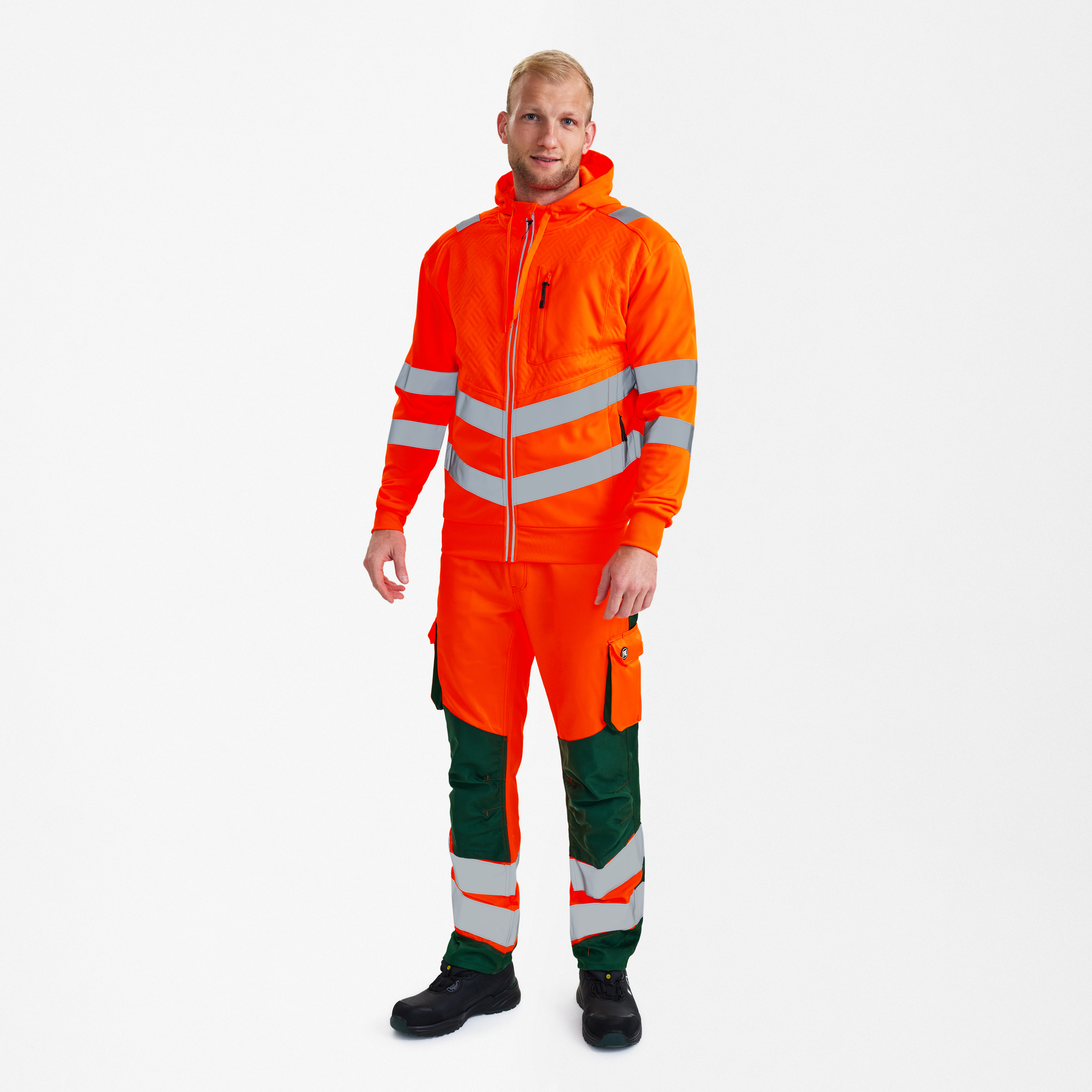 Engel Workwear Safety sweat cardigan - Hi-vis Orange [10] / XS
