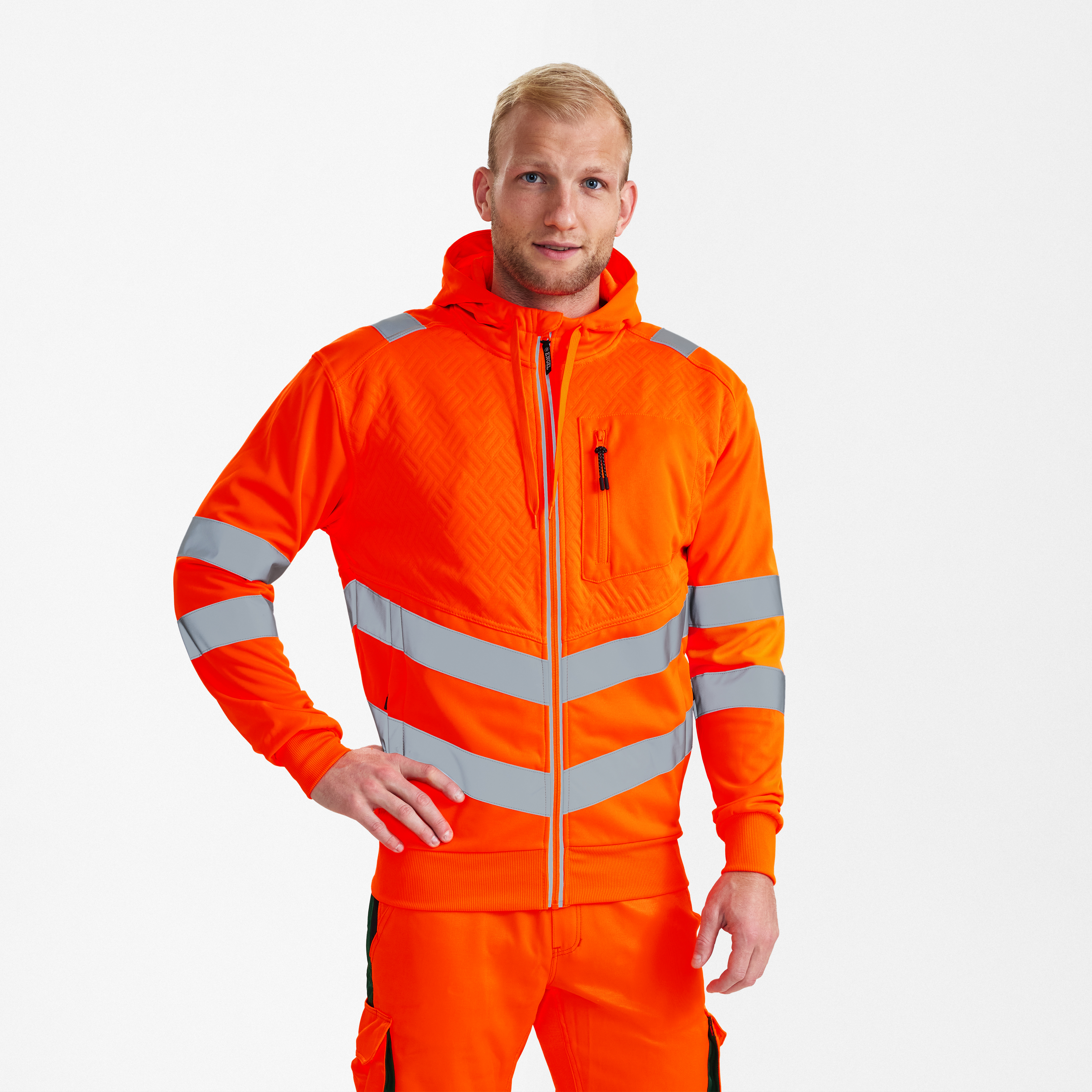 Engel Workwear Safety sweat cardigan - Hi-vis Orange [10] / XS