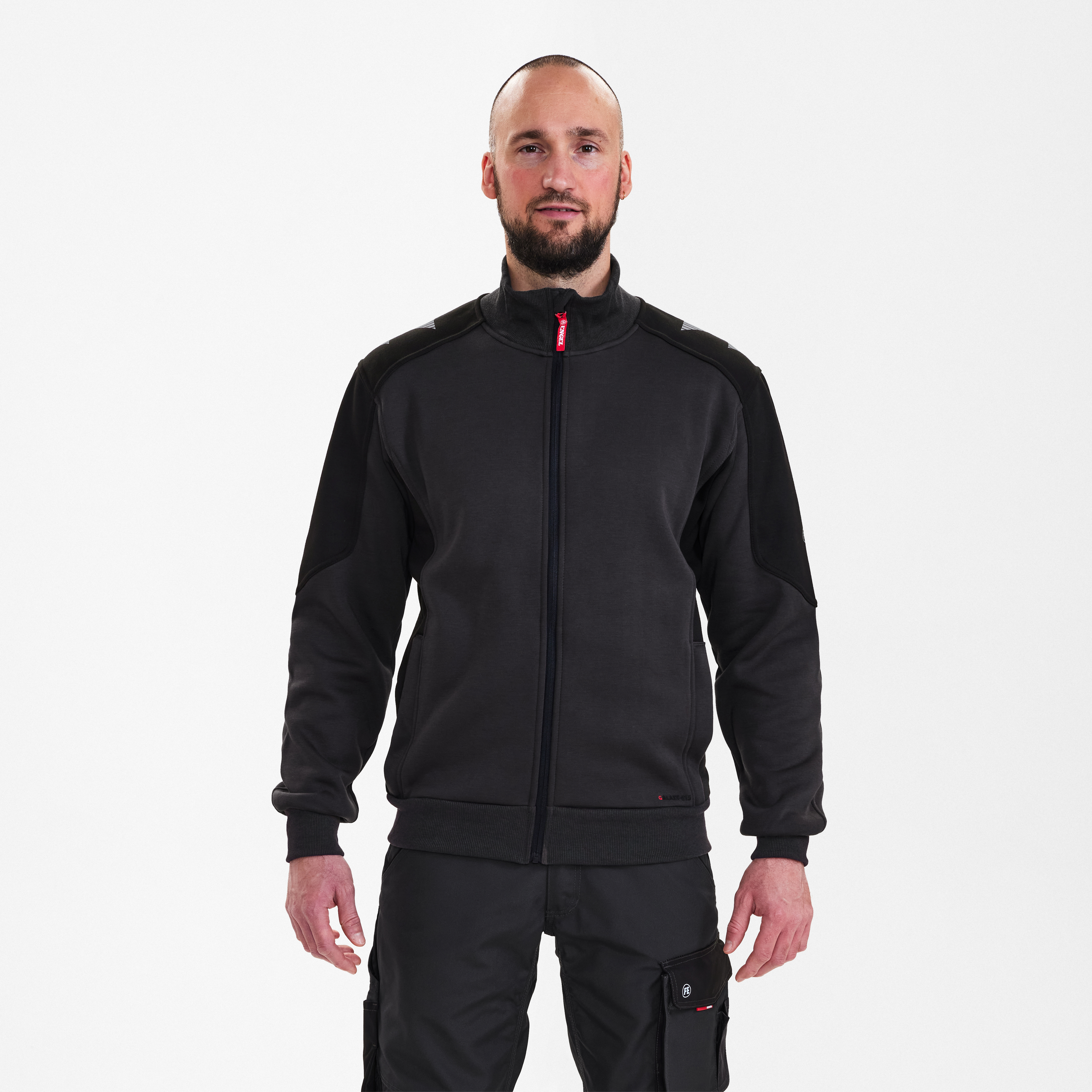 Engel Workwear Galaxy sweat cardigan med krave - Antrazitgrå/Sort [7920] / XS