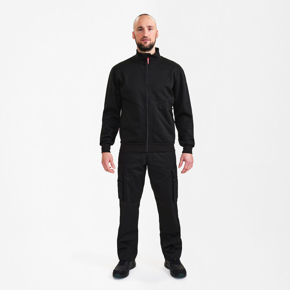 EXTEND Sweat-Jacke mit hohem Kragen – Schwarz (Am Modell)