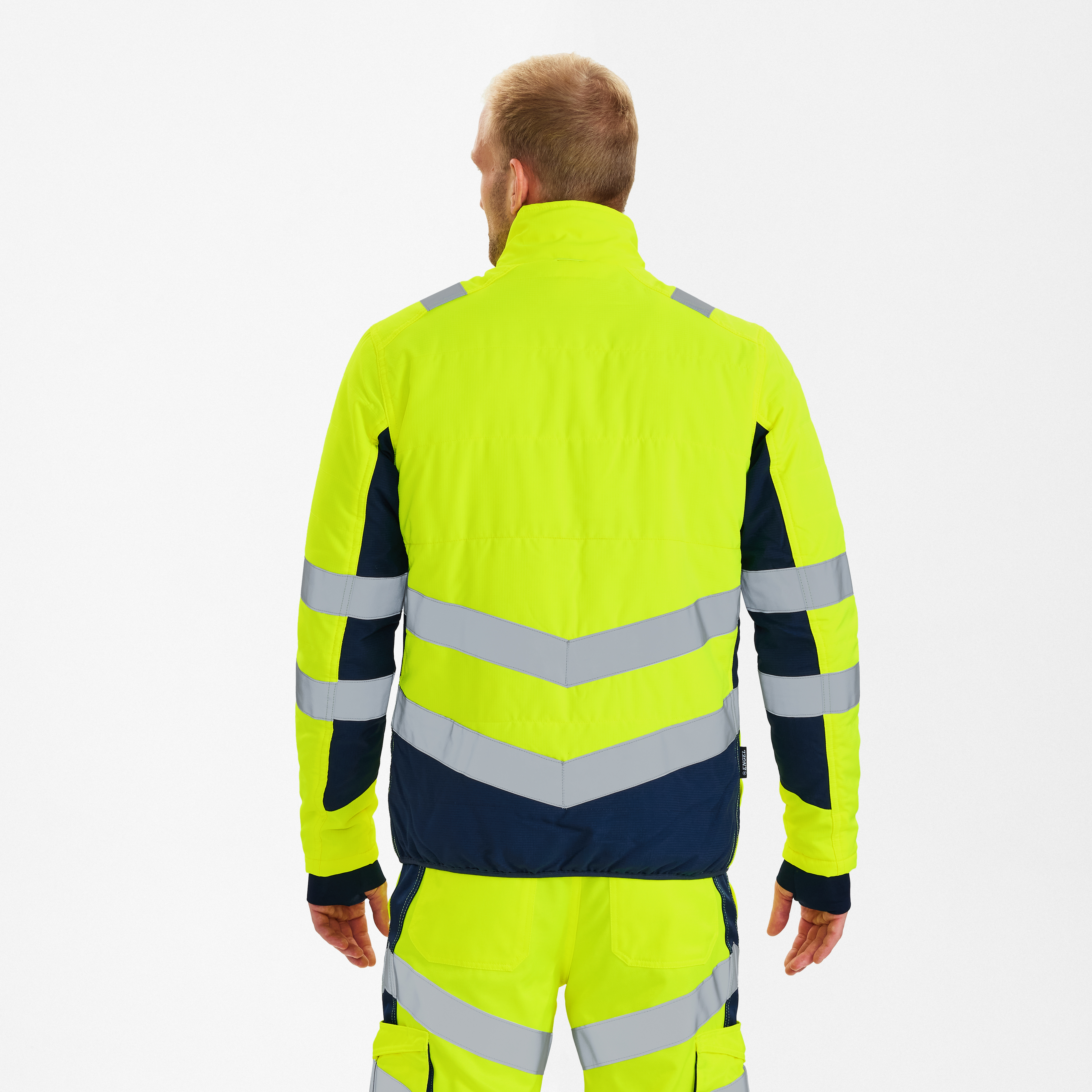 Engel Workwear Safety quiltet jakke - Gul/Blue Ink [38165] / XS