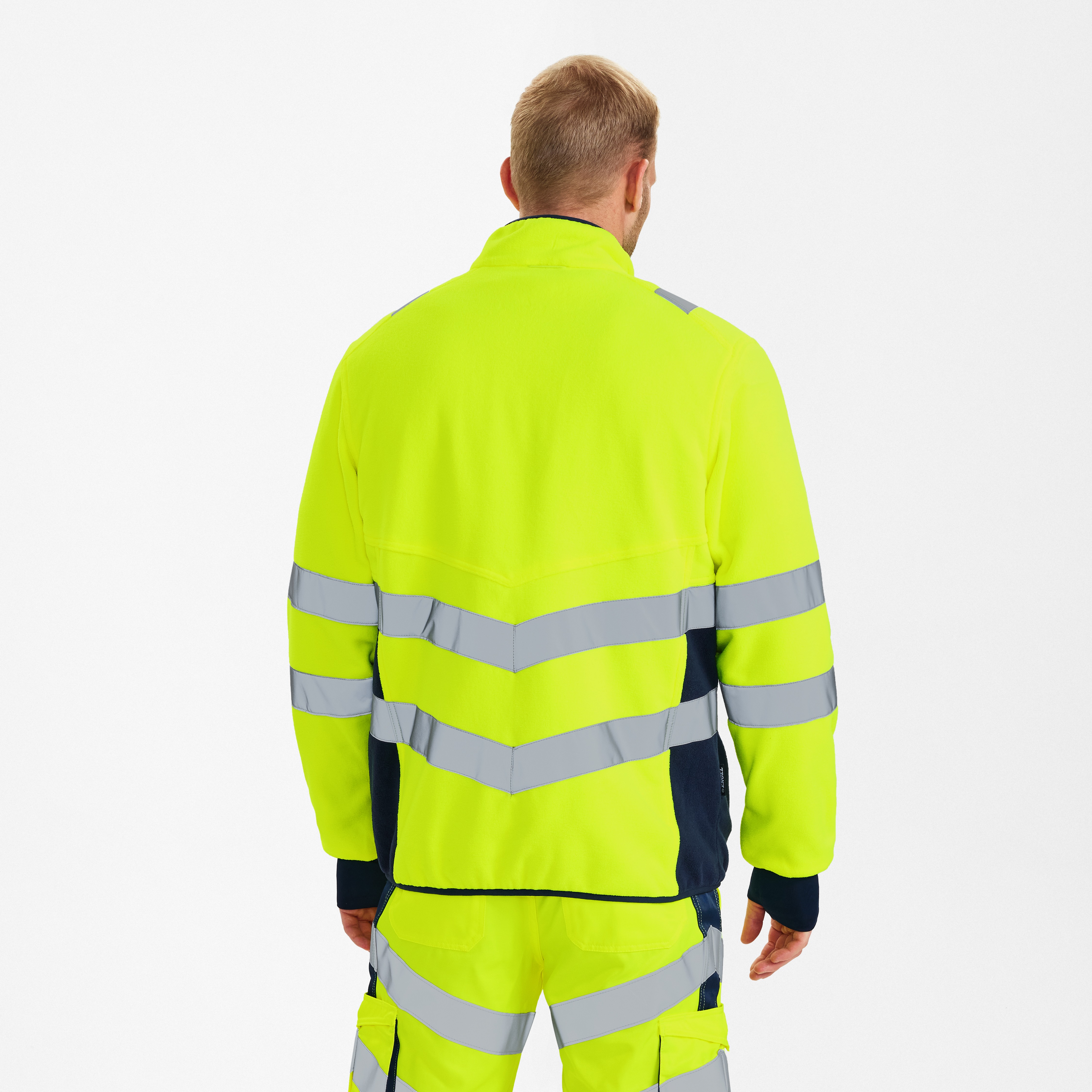 Engel Workwear Safety fleecejakke - Gul/Blue Ink [38165] / XS