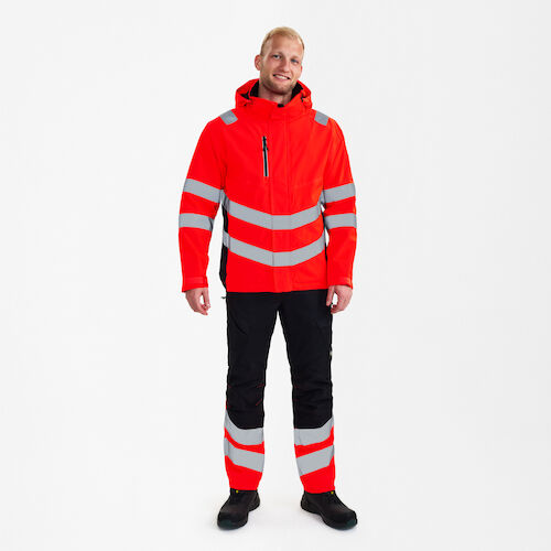 Safety Shell Jacket - Hi-vis Red / Black, Engel | Engel Workwear