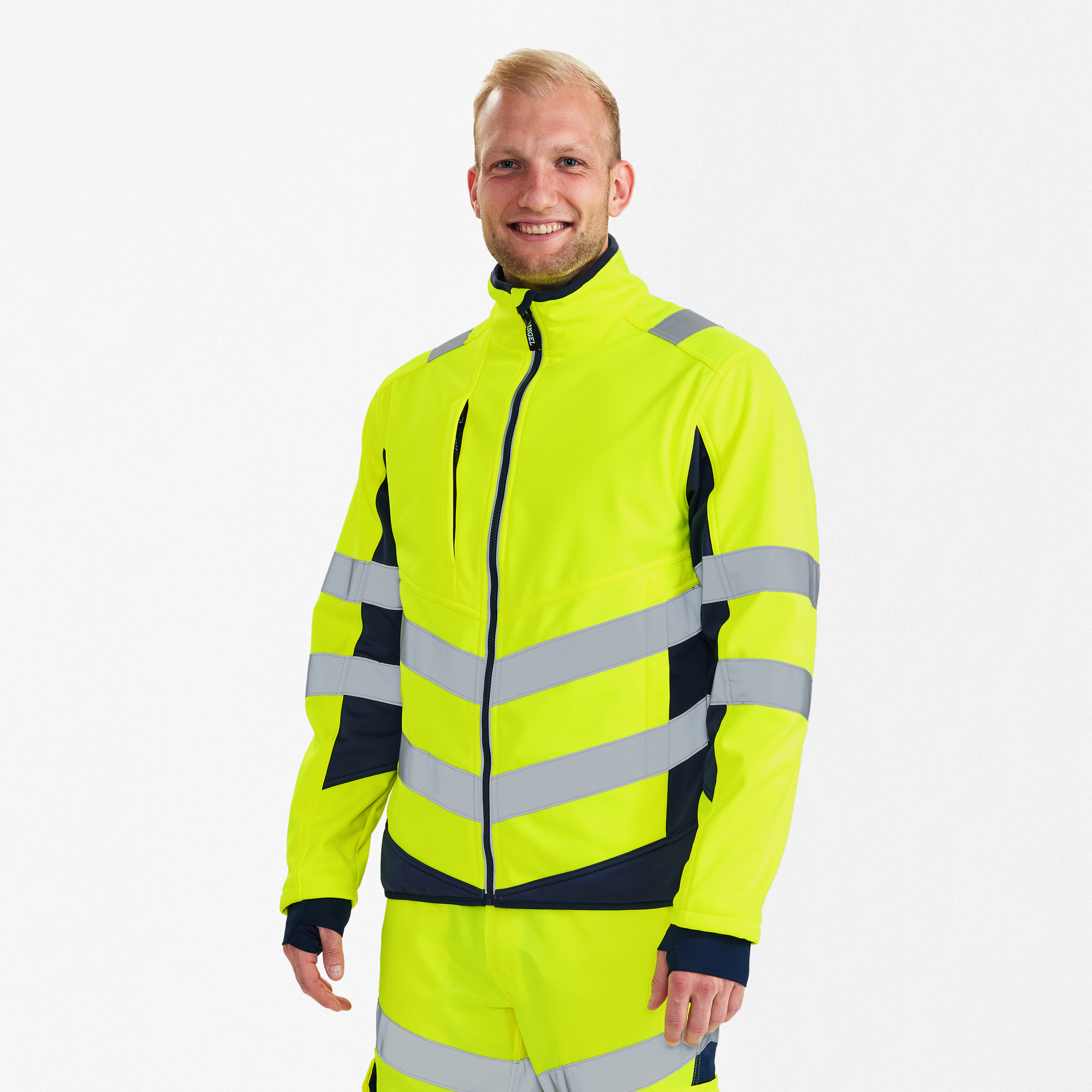Engel Workwear Safety softshelljakke - Gul/Blue Ink [38165] / XS