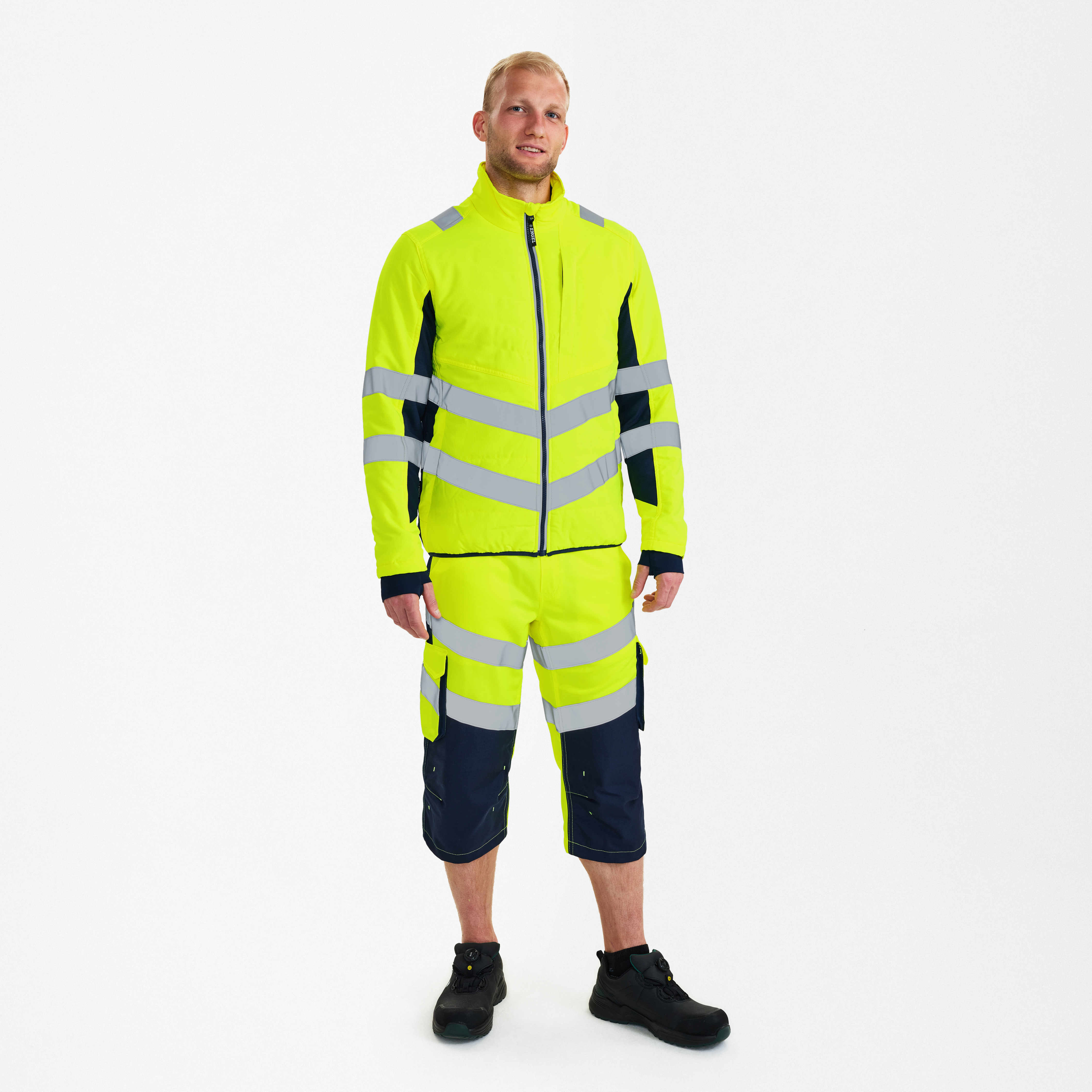 Engel Workwear Safety quiltet jakke - Gul/Blue Ink [38165] / XS
