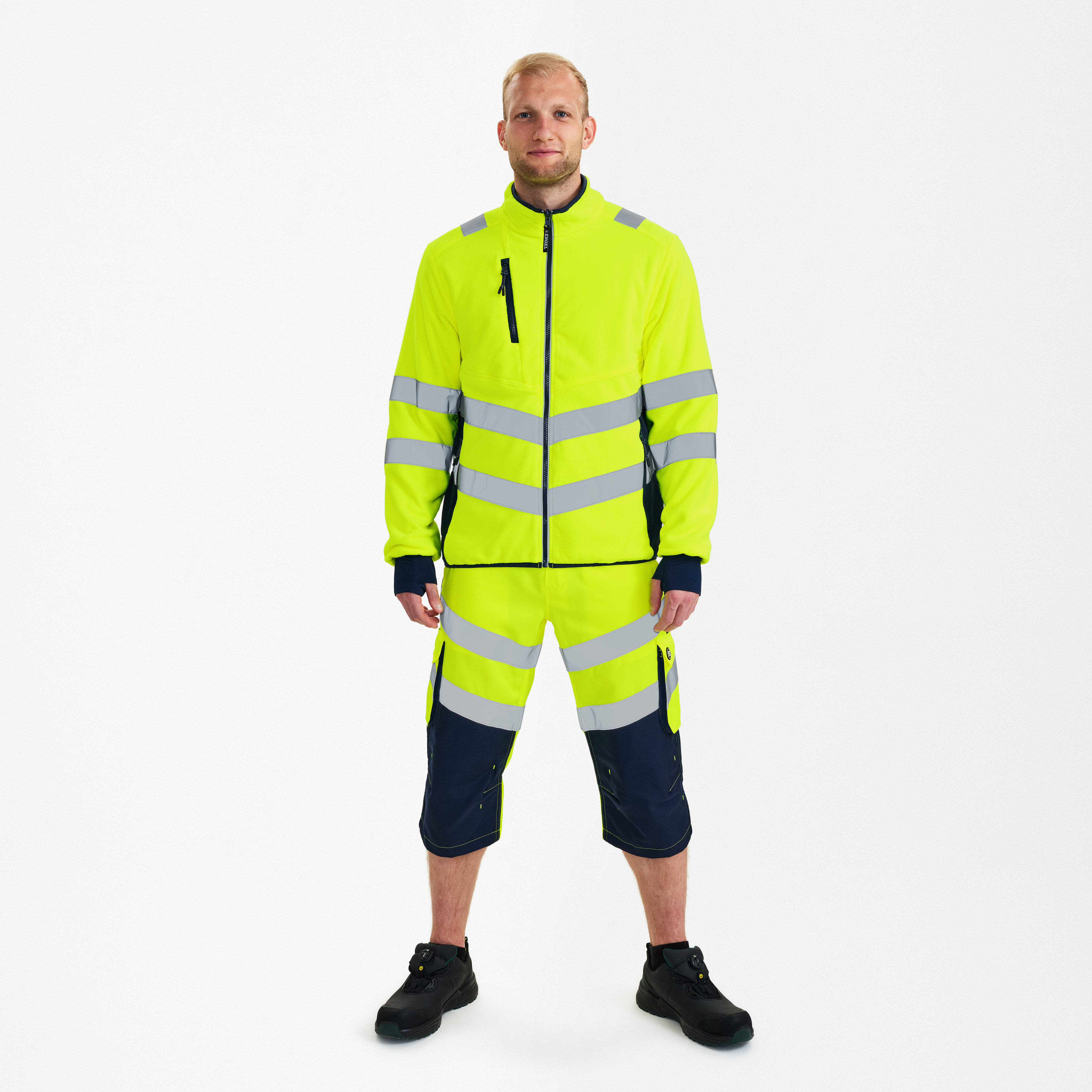 Engel Workwear Safety fleecejakke - Gul/Blue Ink [38165] / XS