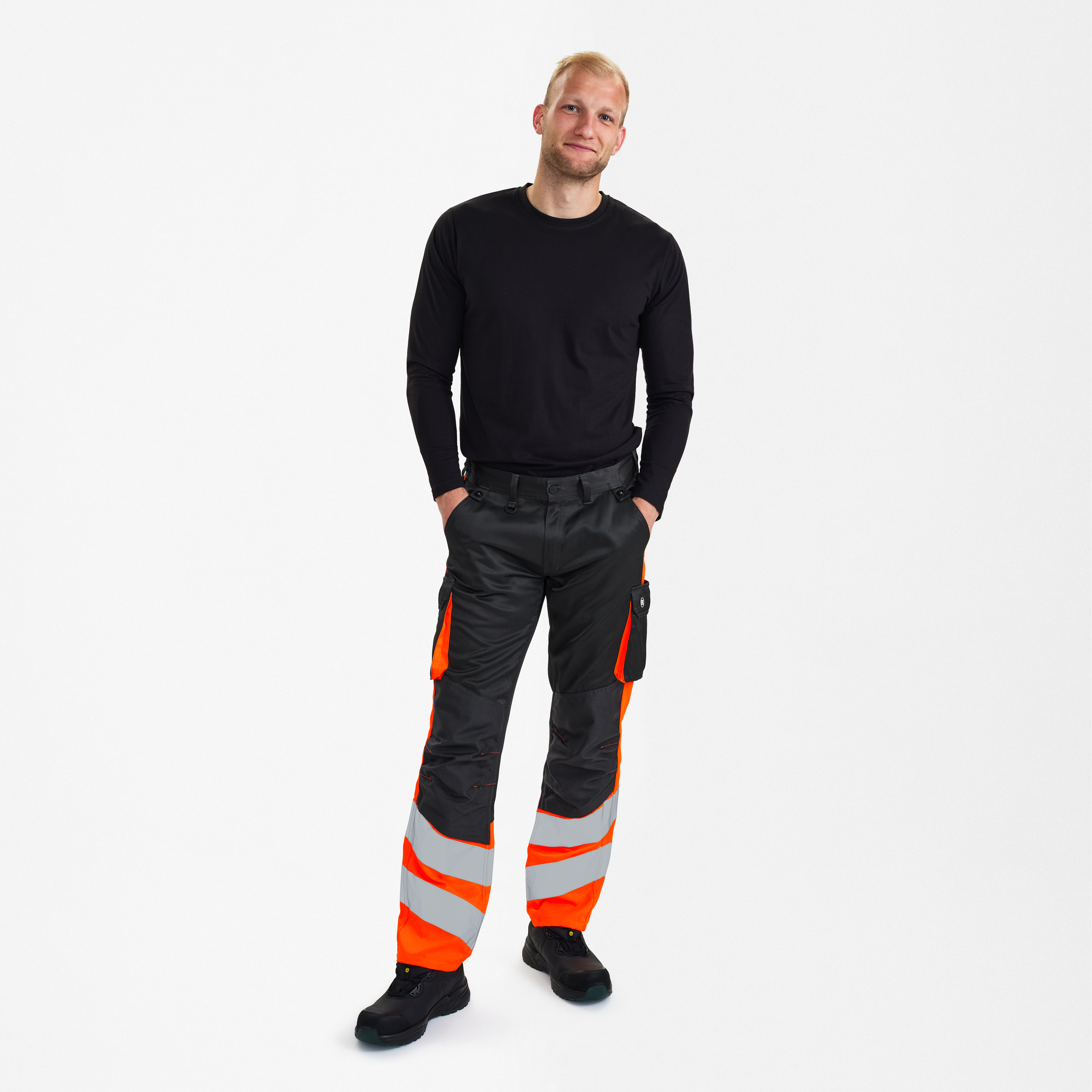 Engel Workwear Safety Light arbejdsbukser - Antrazitgrå/Orange [7910] / K80