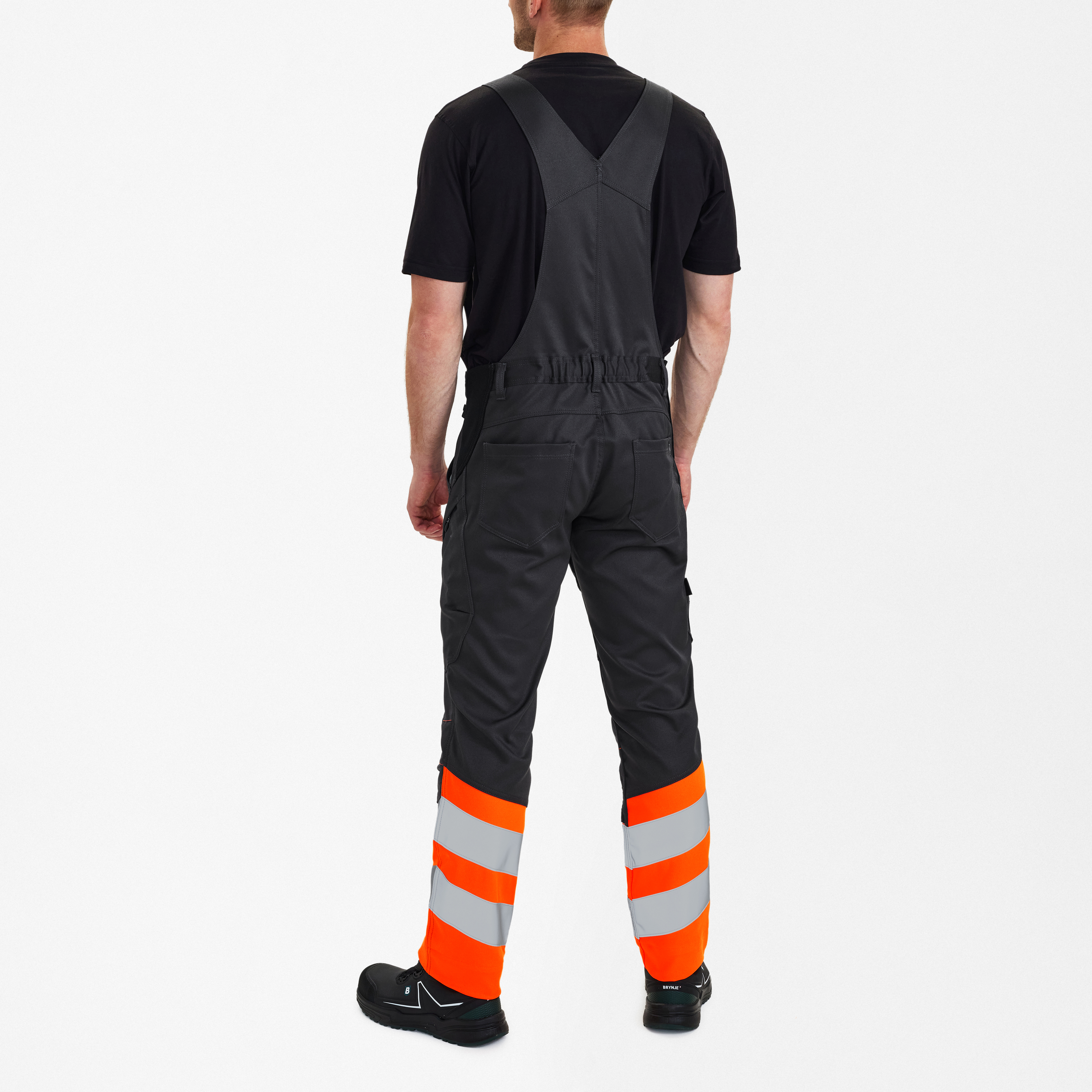 Engel Workwear Safety overall med 2-vejs stræk - Antrazitgrå/Orange [7910] / K80