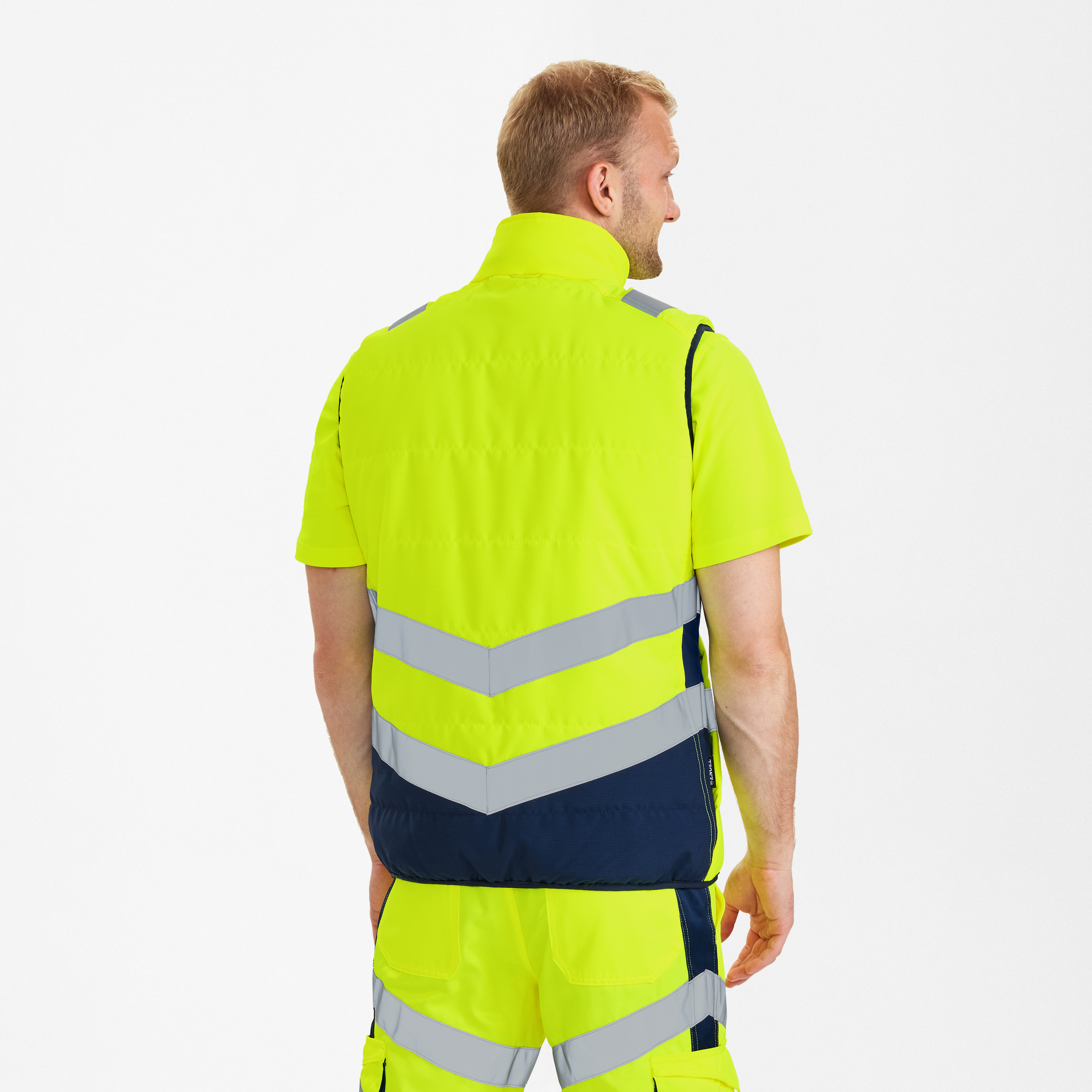 Engel Workwear Safety quiltet vest - Gul/Blue Ink [38165] / XS