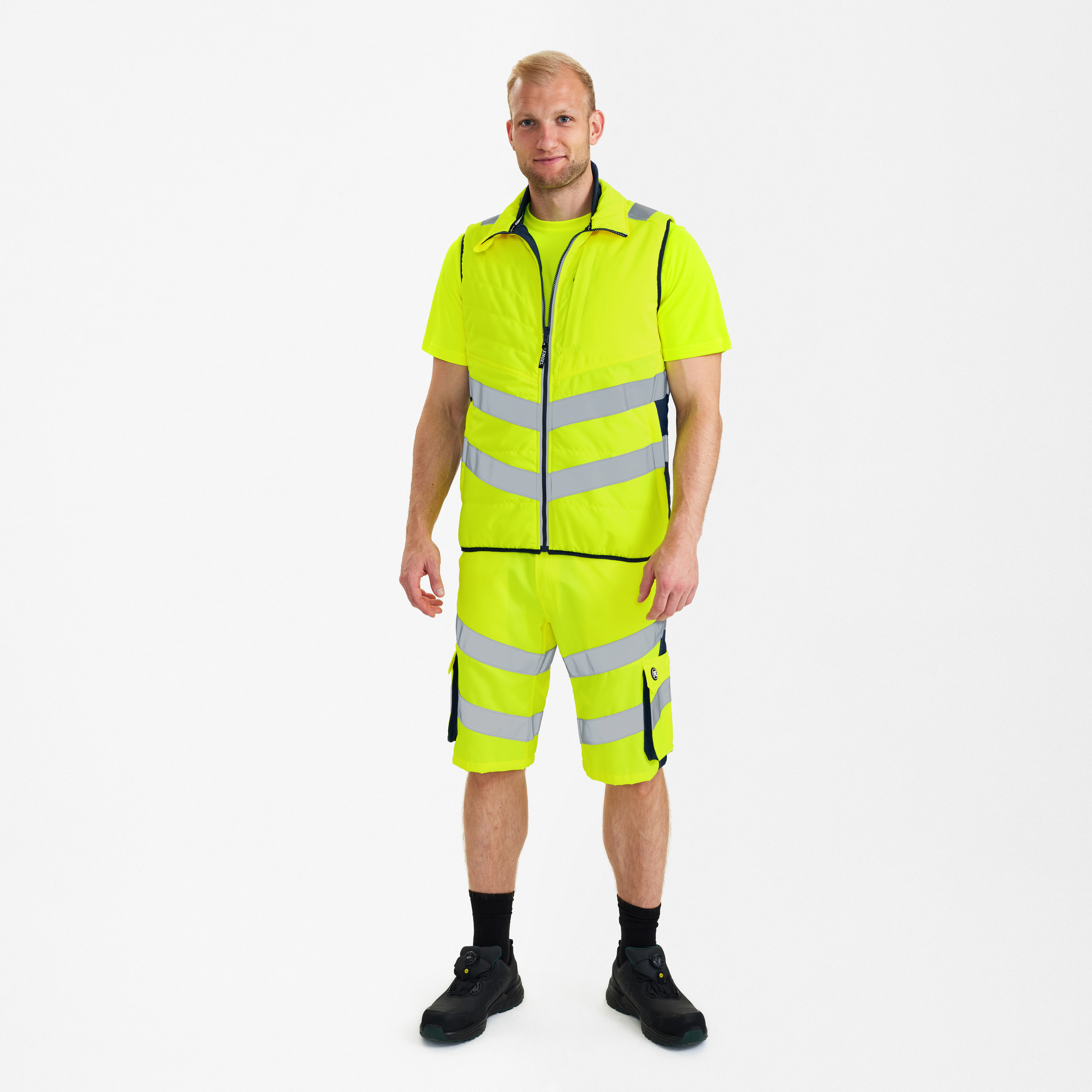 Engel Workwear Safety quiltet vest - Gul/Blue Ink [38165] / XS