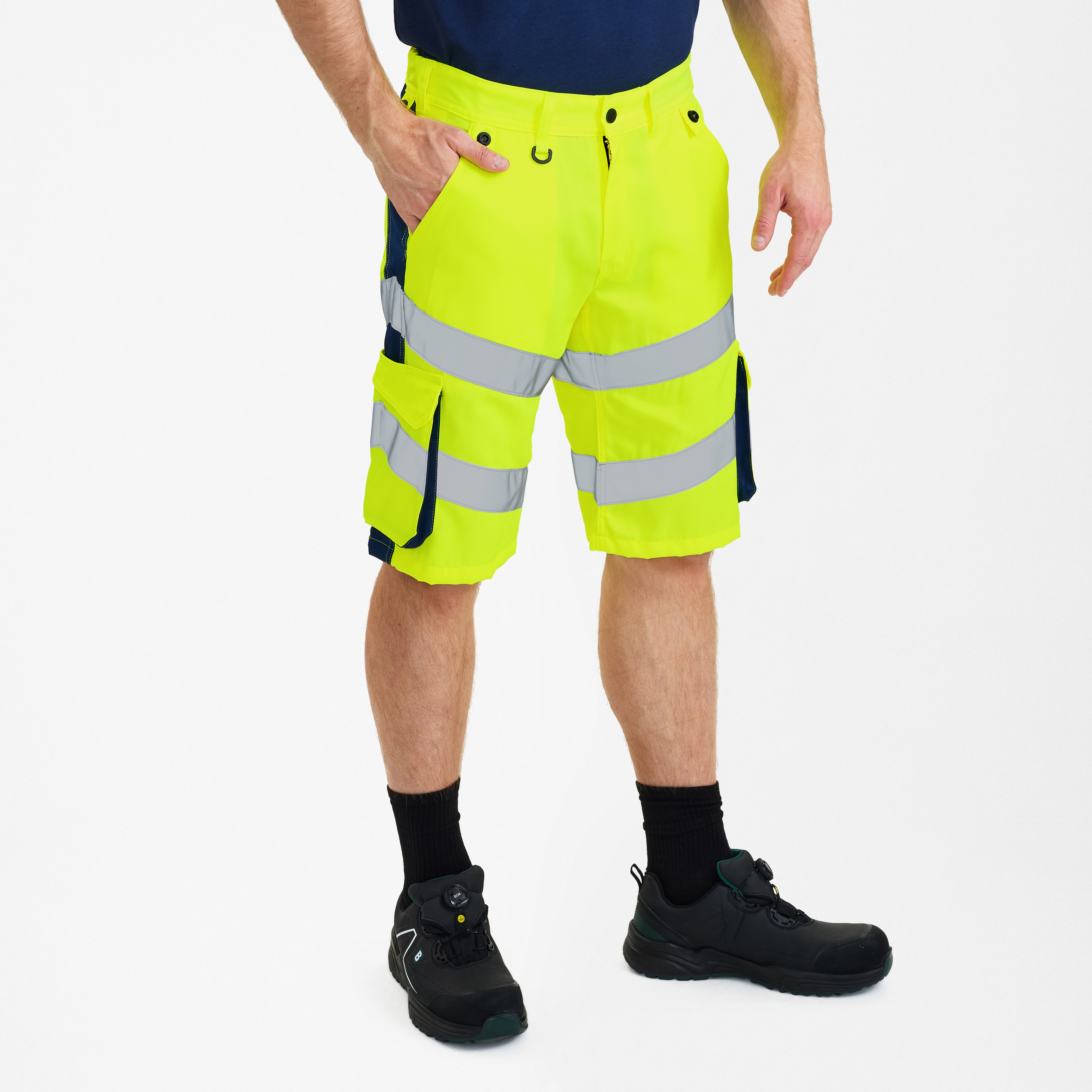 Engel Workwear Safety Light arbejdsshorts - Gul/Blue Ink [38165] / 72