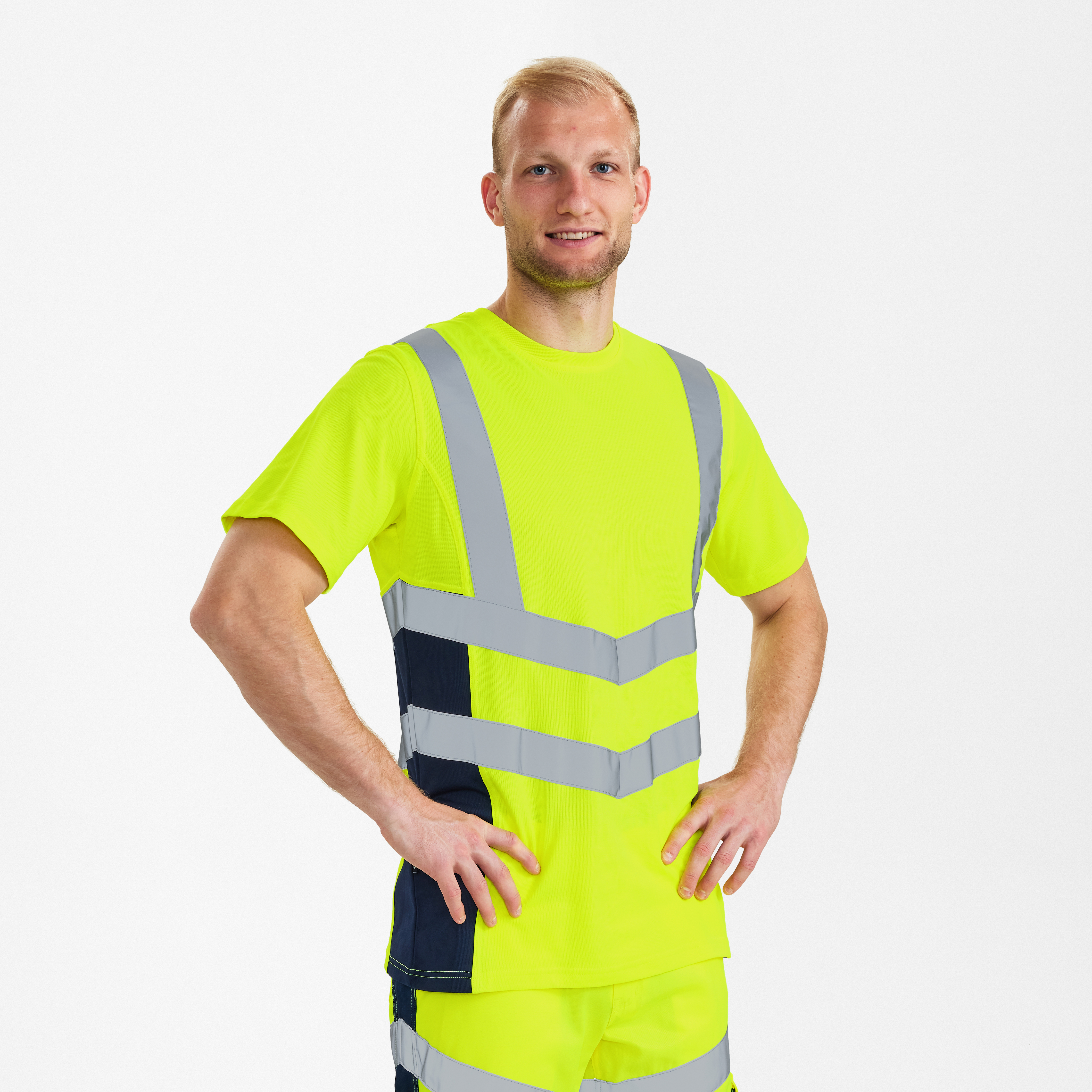 Engel Workwear Safety T-shirt - Gul/Blue Ink [38165] / XS