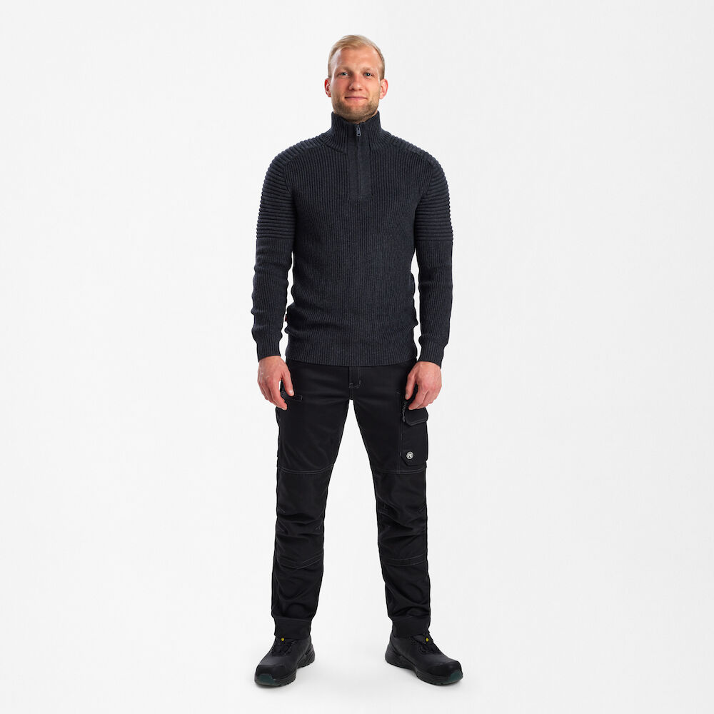 EXTEND Strickpullover – Dunkelgrau Melange (Am Modell)